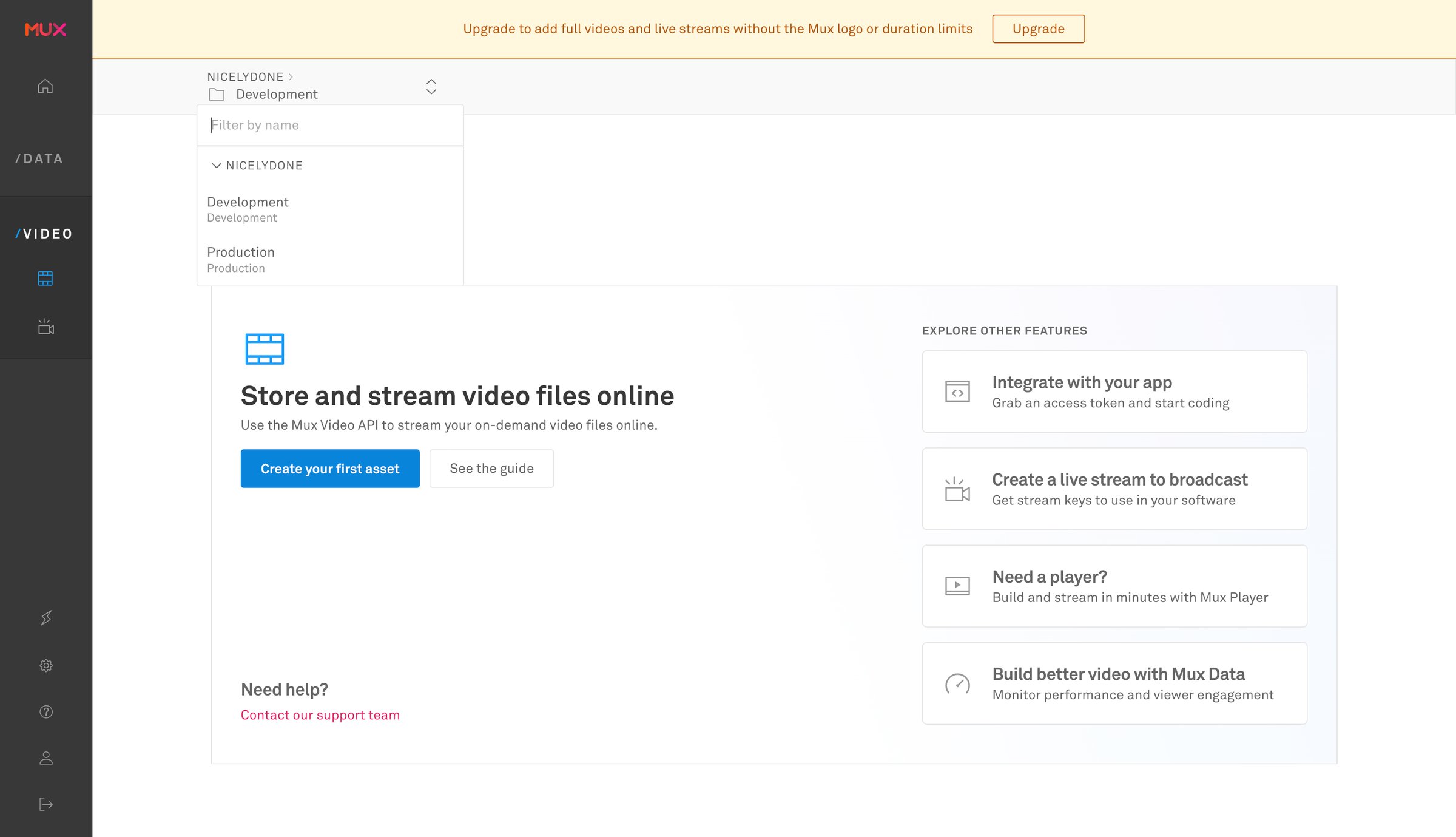 Mux - Video | Assets Mux screen