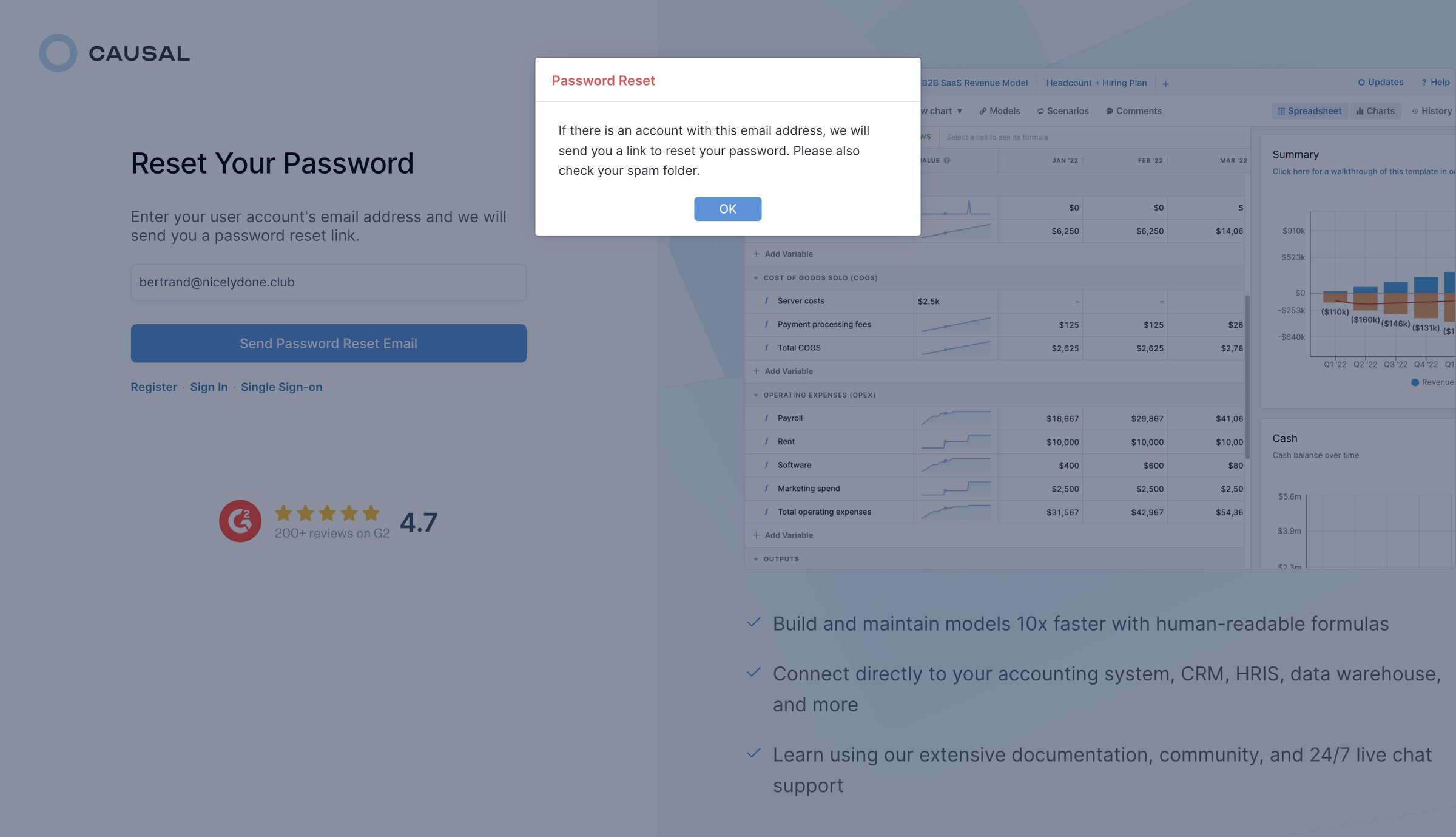 Causal - Forgot Password - Causal screen