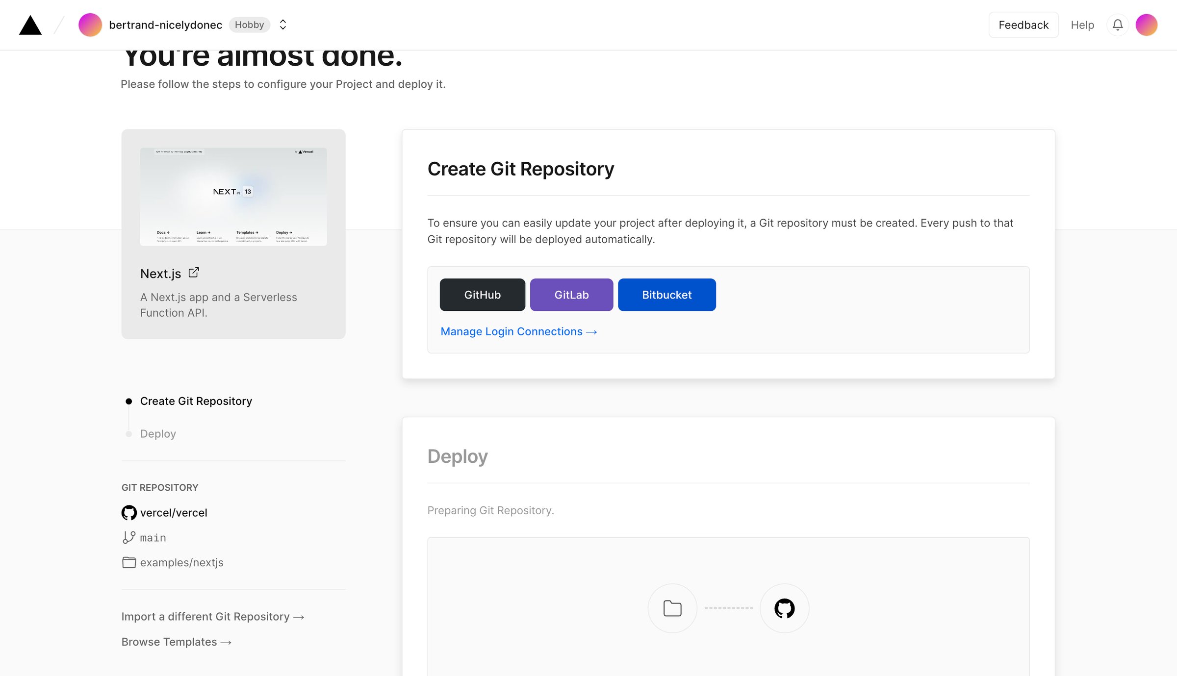 New Project – Vercel from Vercel