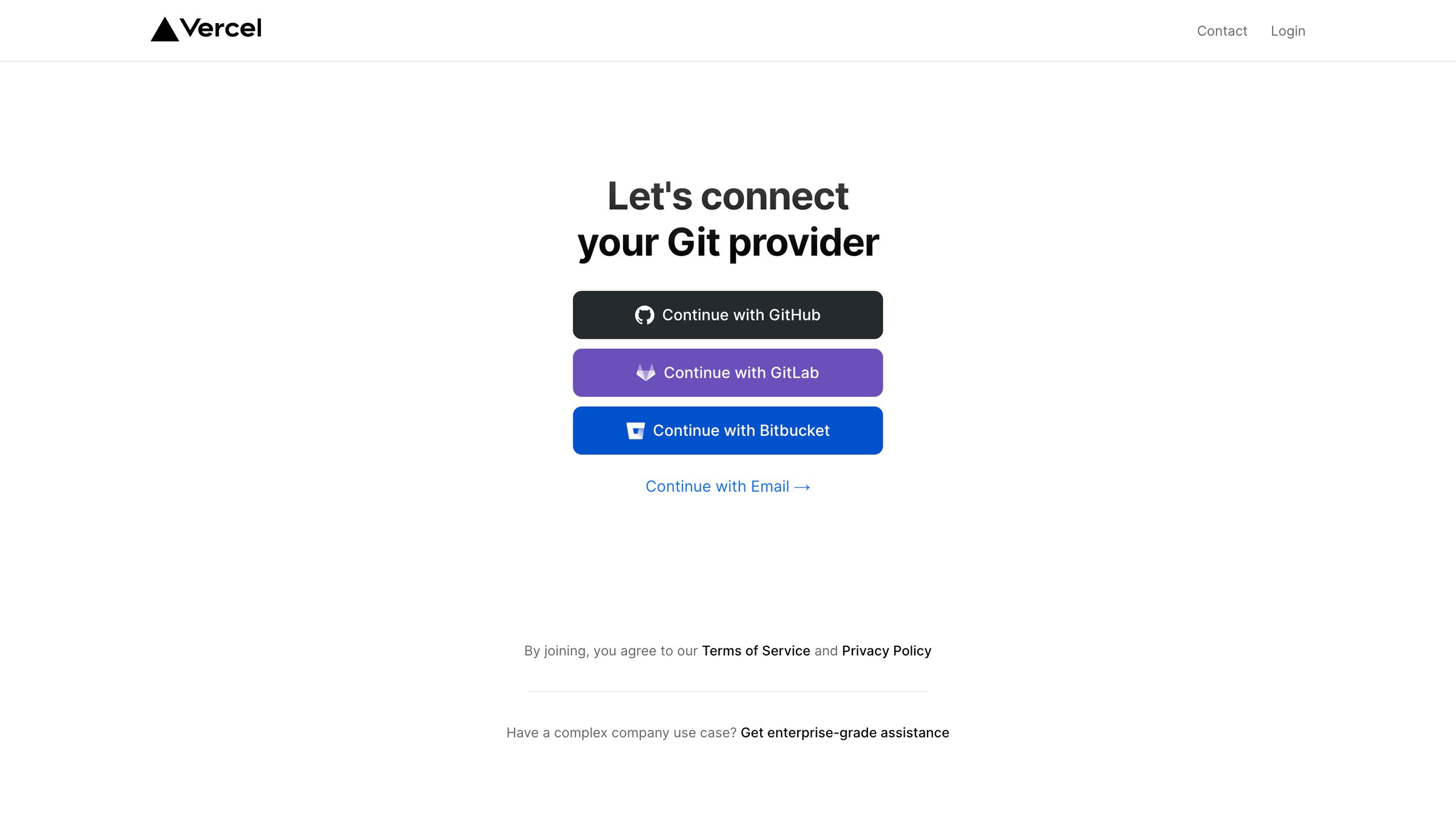 Vercel - Sign Up – Vercel screen