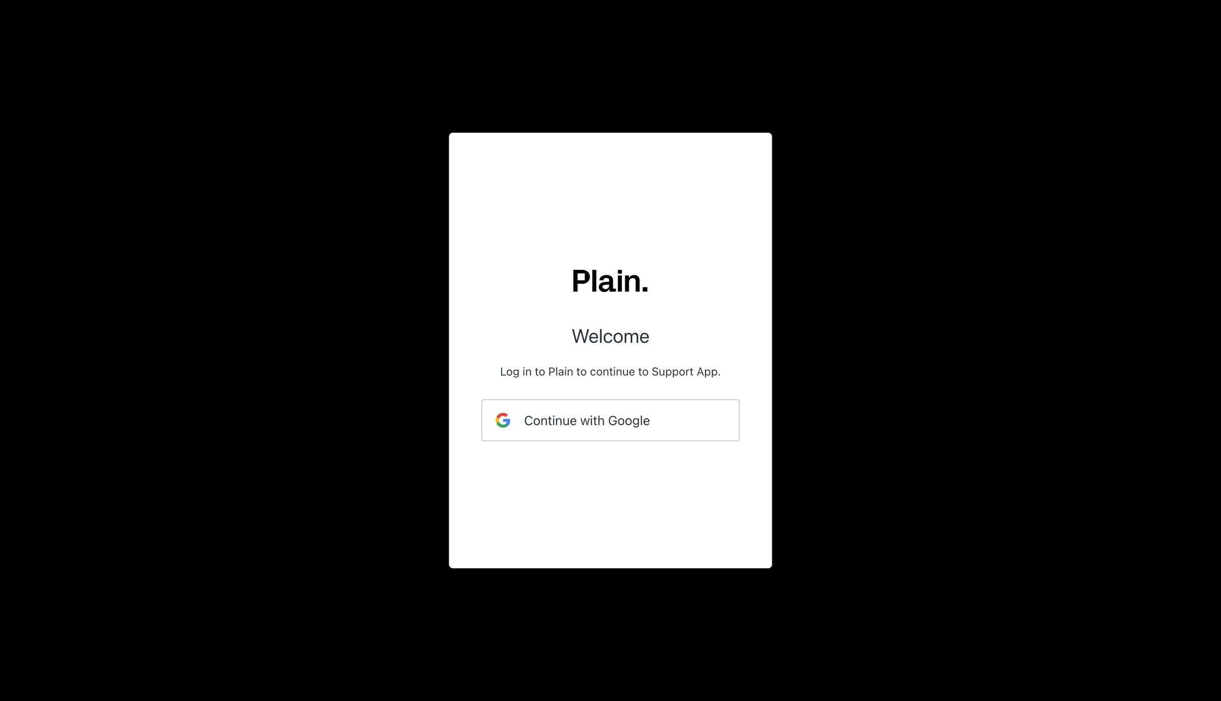 Plain - Log in | Support App screen