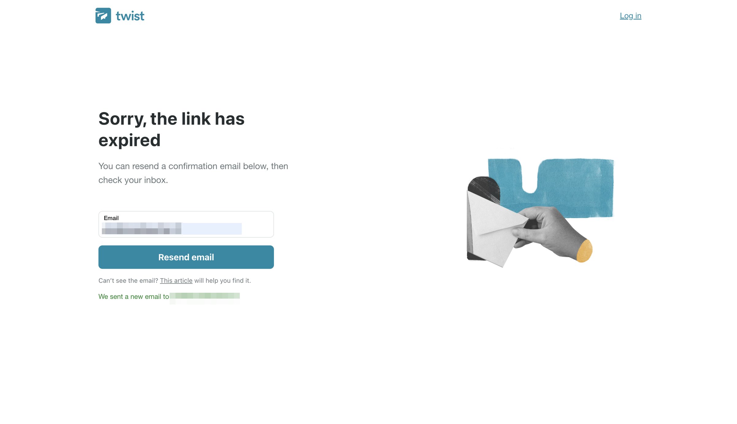Twist - Sorry, the link has expired | Twist screen