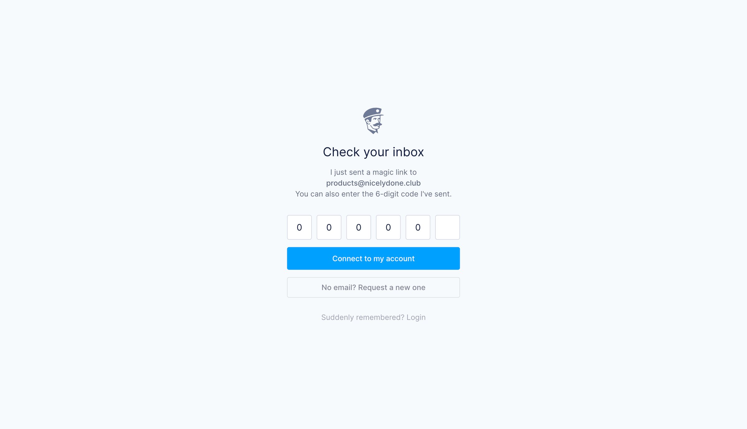 Fernand - Lost your password screen