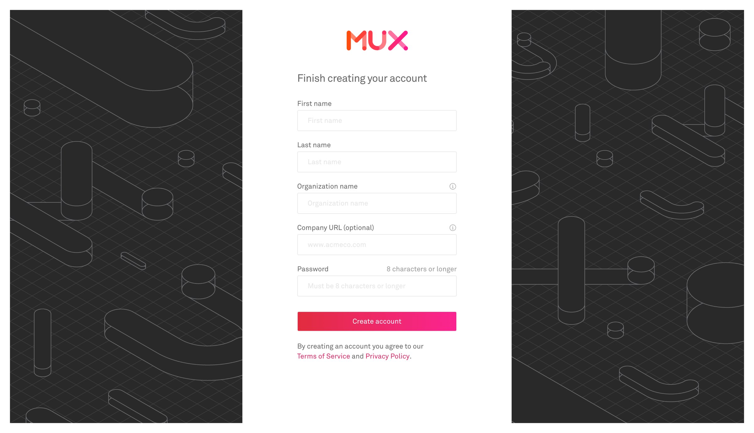 Mux - Sign Up | Mux screen