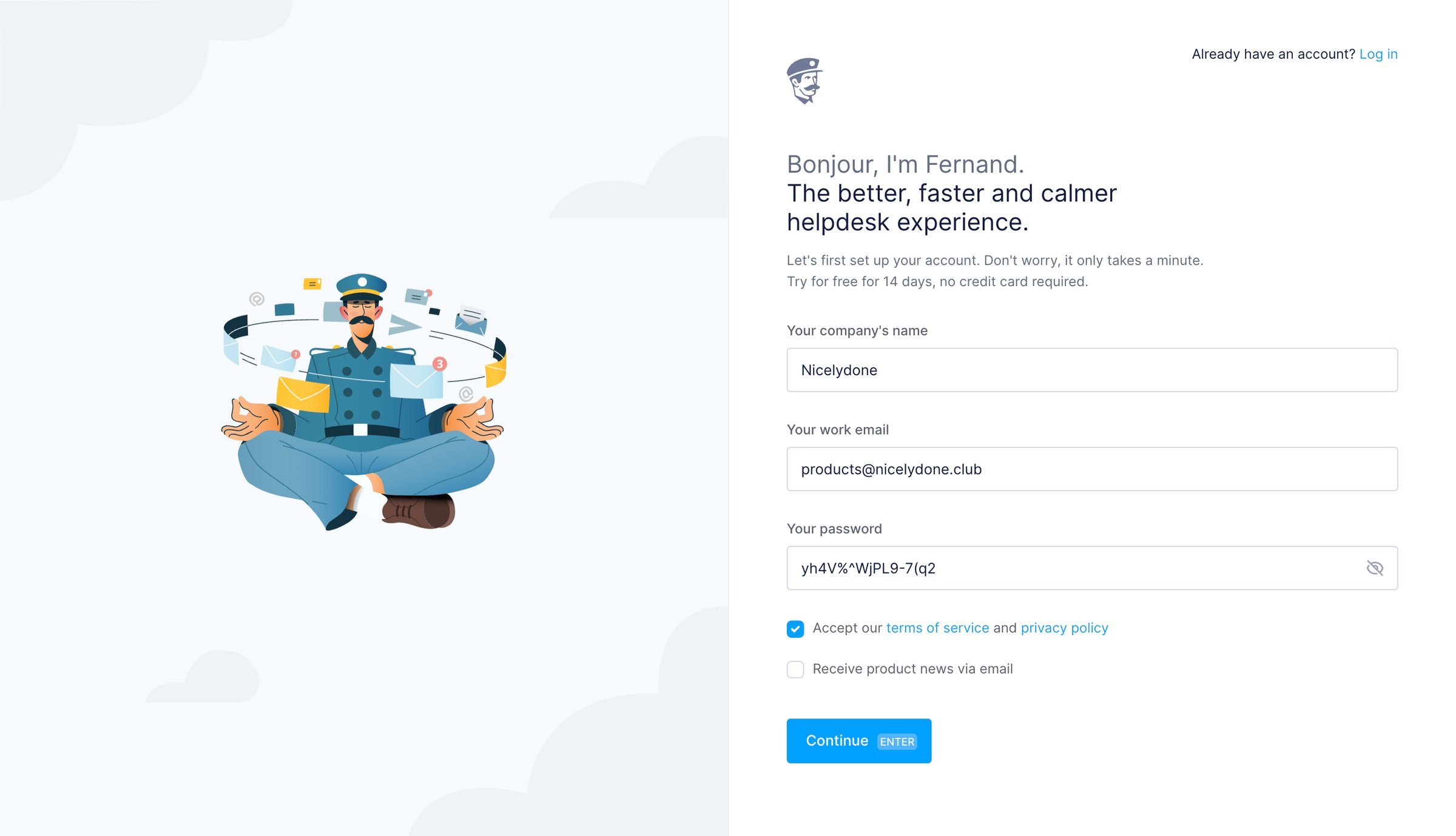 Fernand - Create your account — Fernand screen
