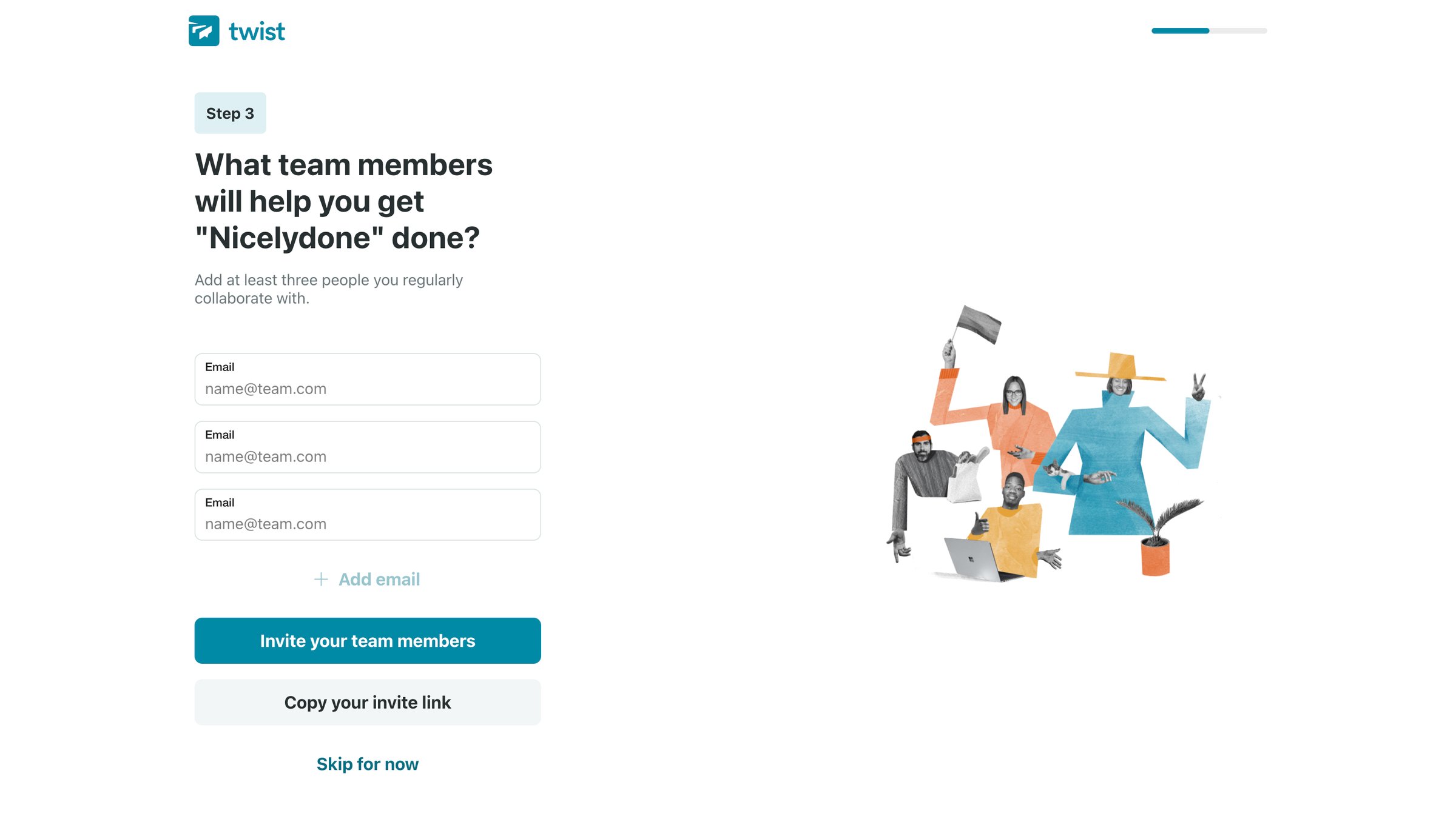Twist - What team members will help you get done | Twist screen
