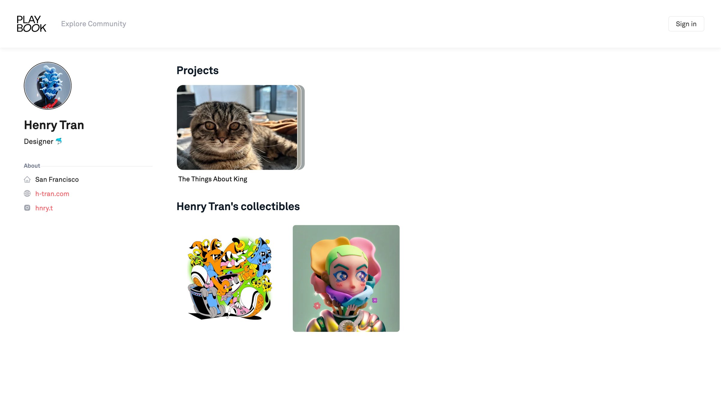 Playbook - Henry Trans public profile screen