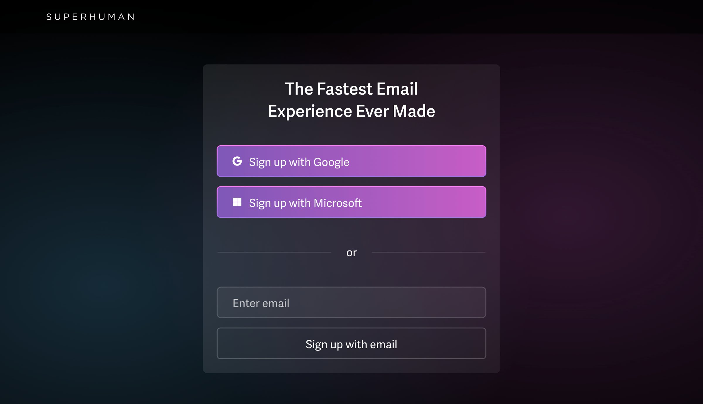 Superhuman - Superhuman | Sign Up screen
