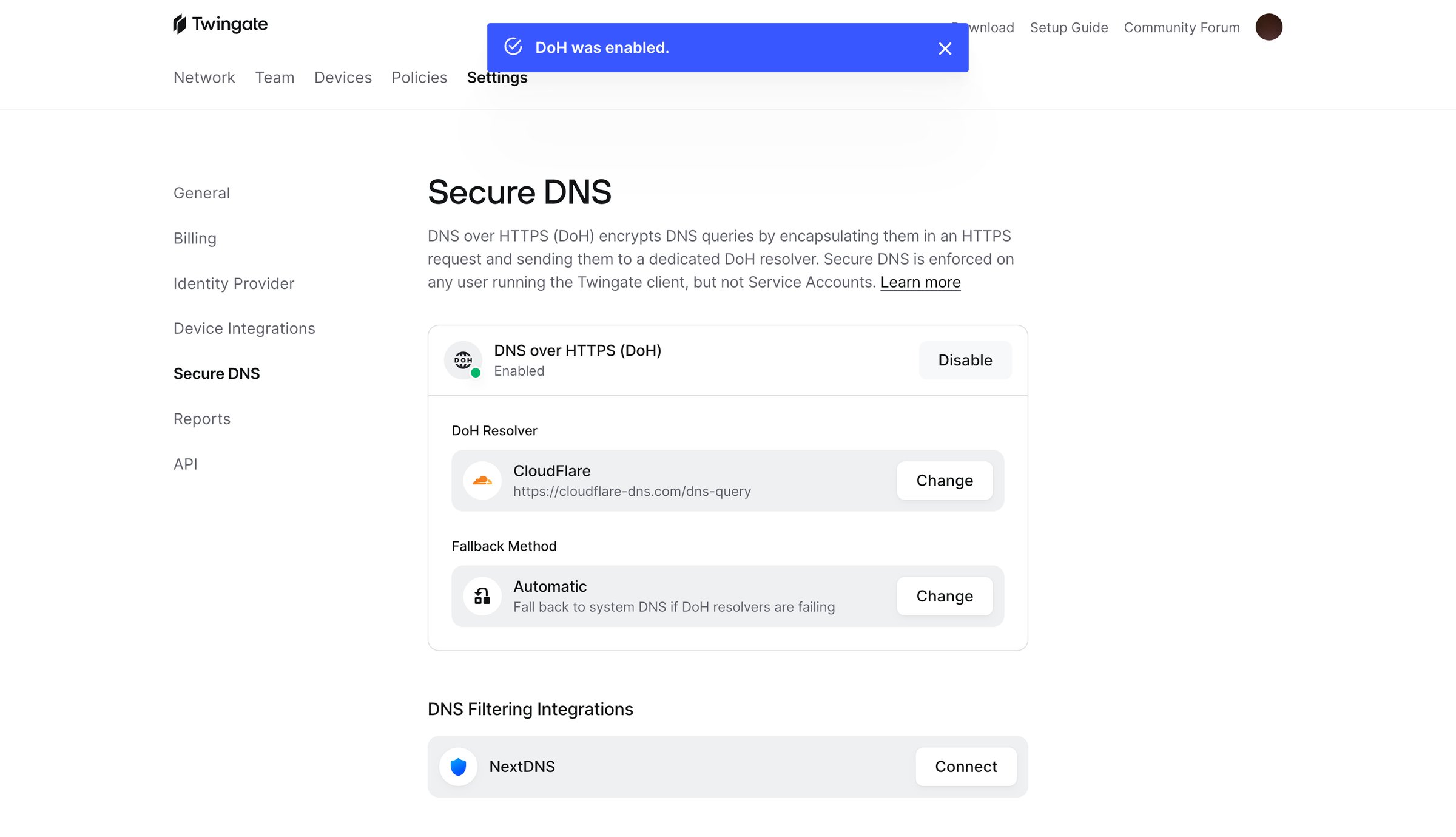 Twingate - Secure DNS | Twingate Admin screen