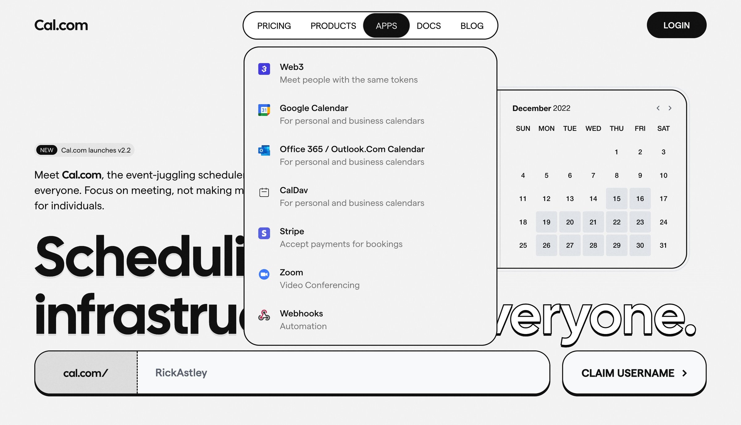 Cal.com - Cal.com | Open Scheduling Infrastructure screen