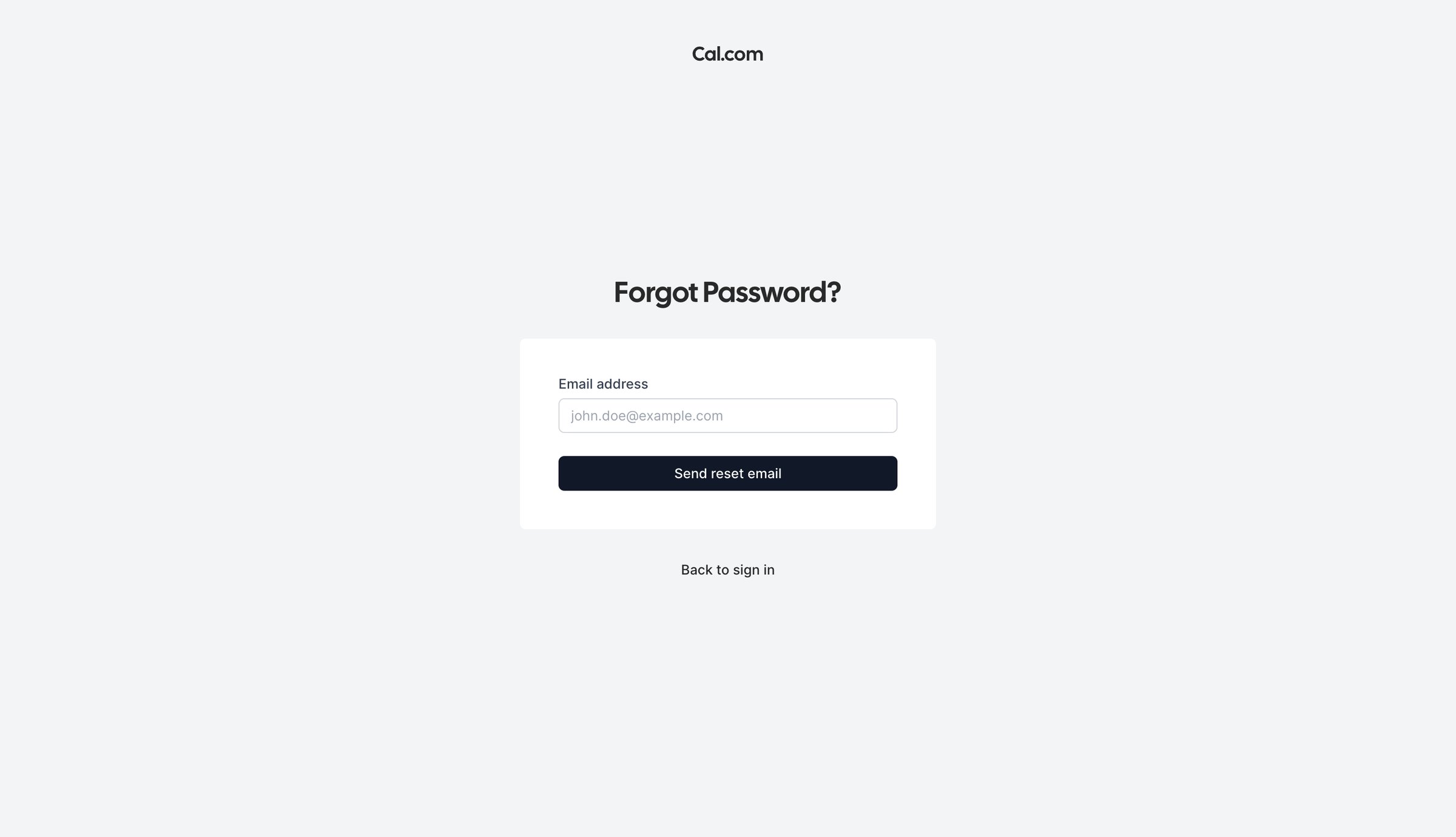 Cal.com - Forgot Password | Cal.com screen