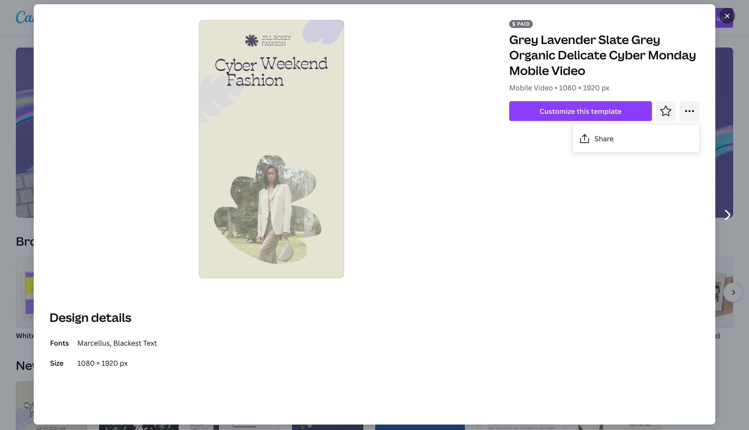 Canva - Grey Lavender Slate Grey Organic Delicate Cyber Monday Mobile Vid screen