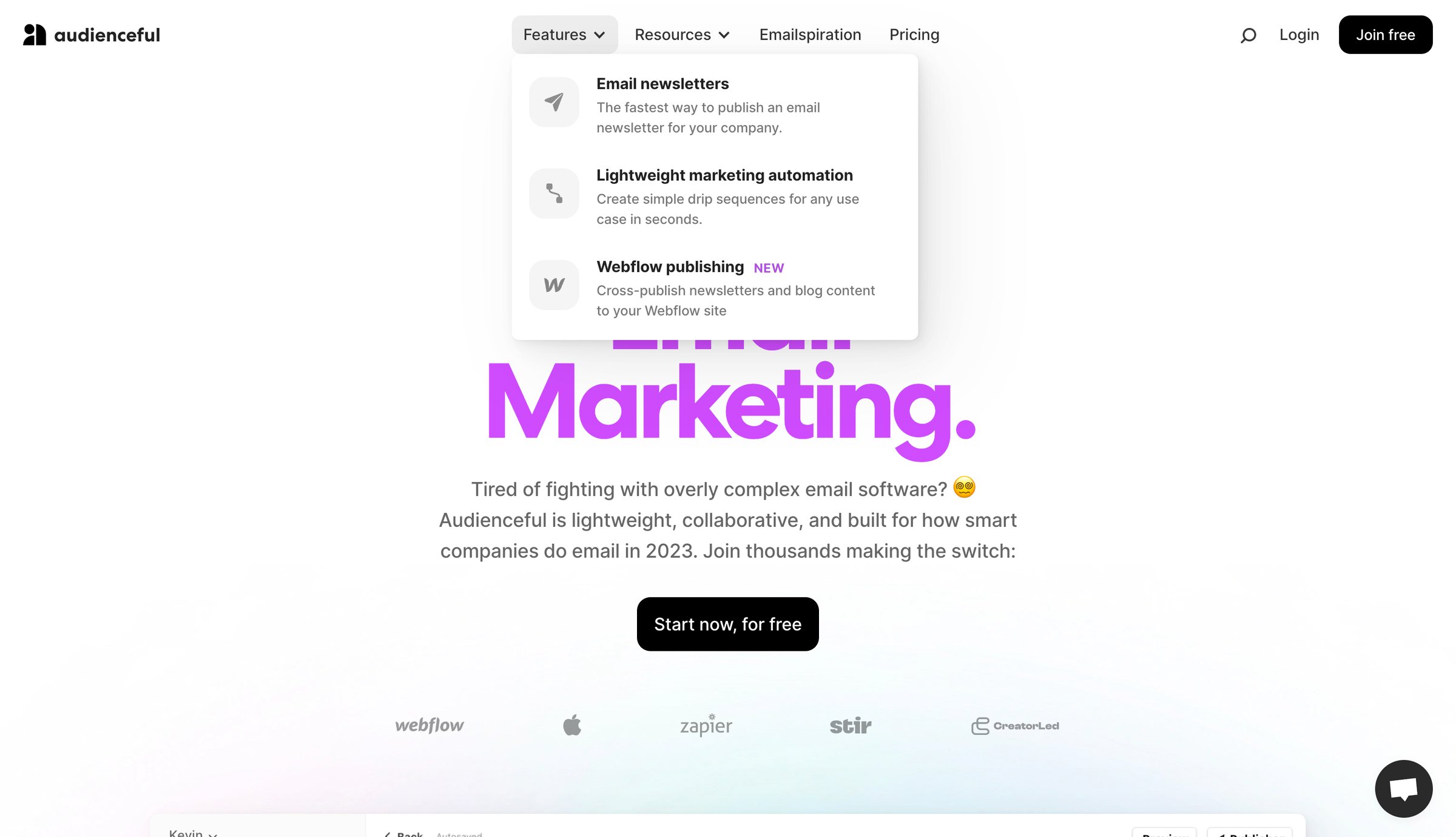 Audienceful - Audienceful Minimal Email Marketing screen