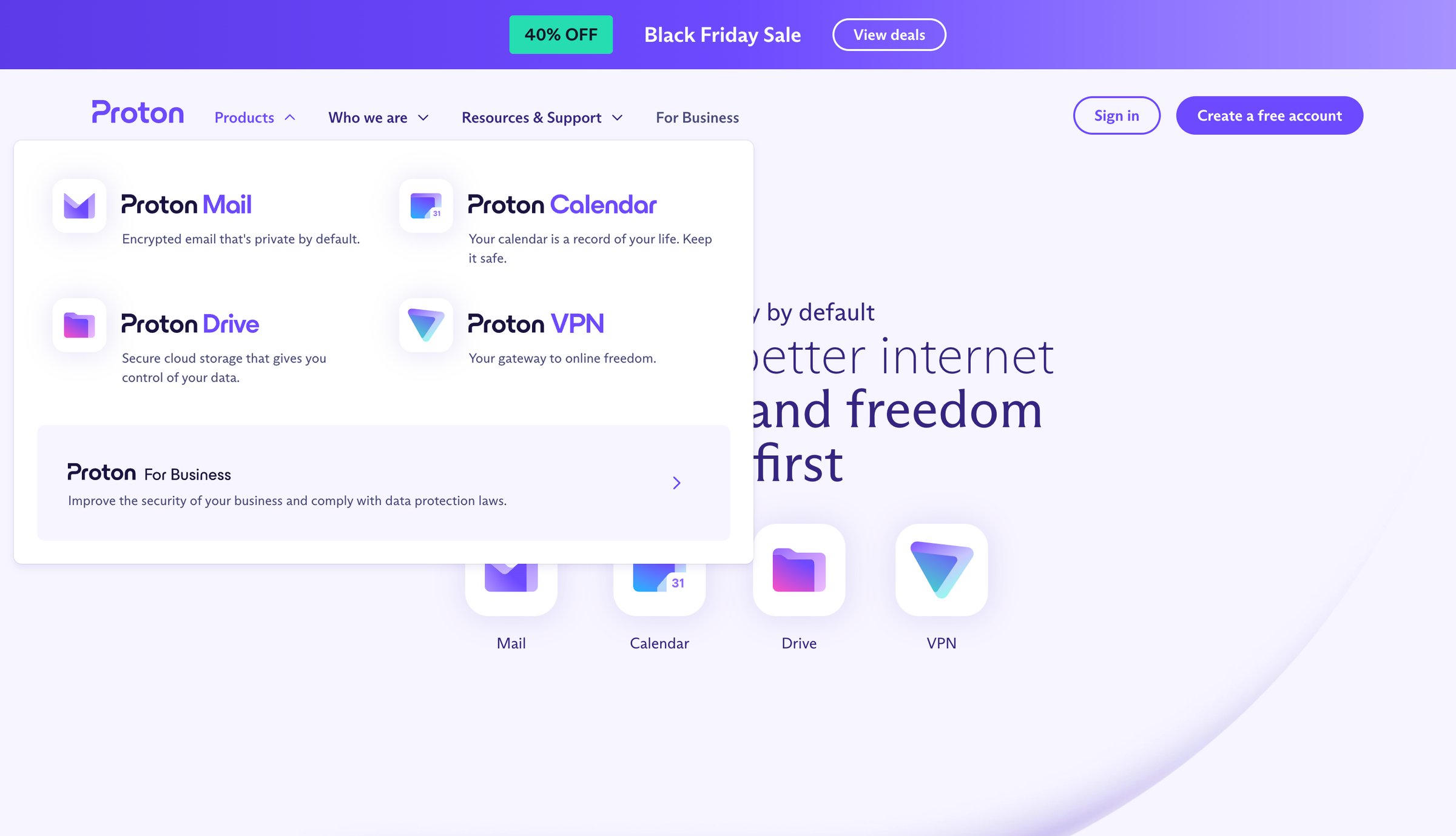 Proton - Proton — Privacy by default screen