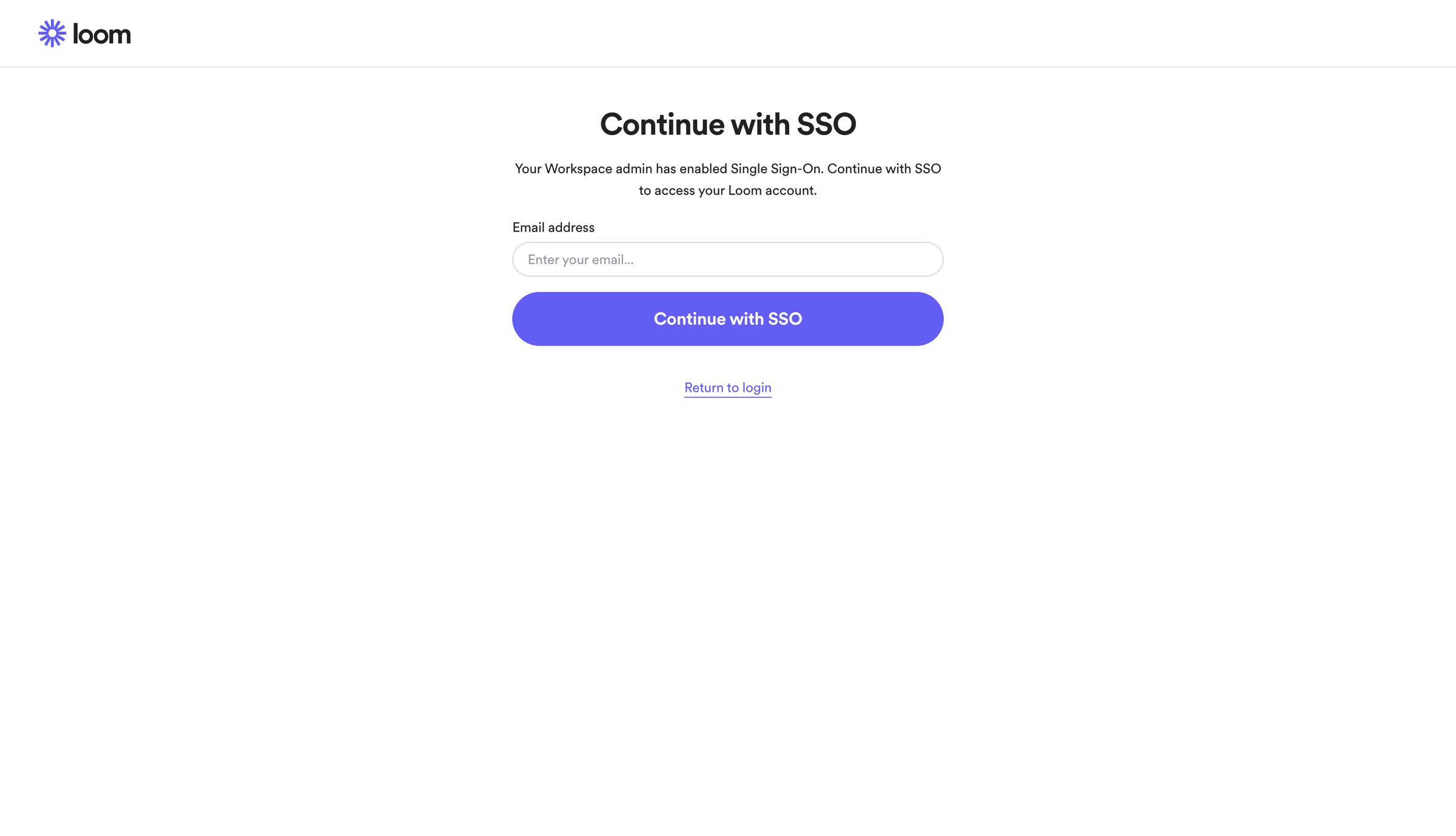 Loom - Log into Loom with SSO | Loom screen