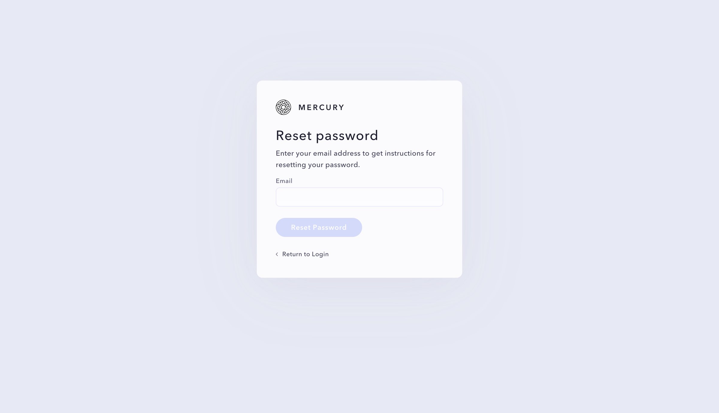 Mercury - Forgot Password | Mercury screen