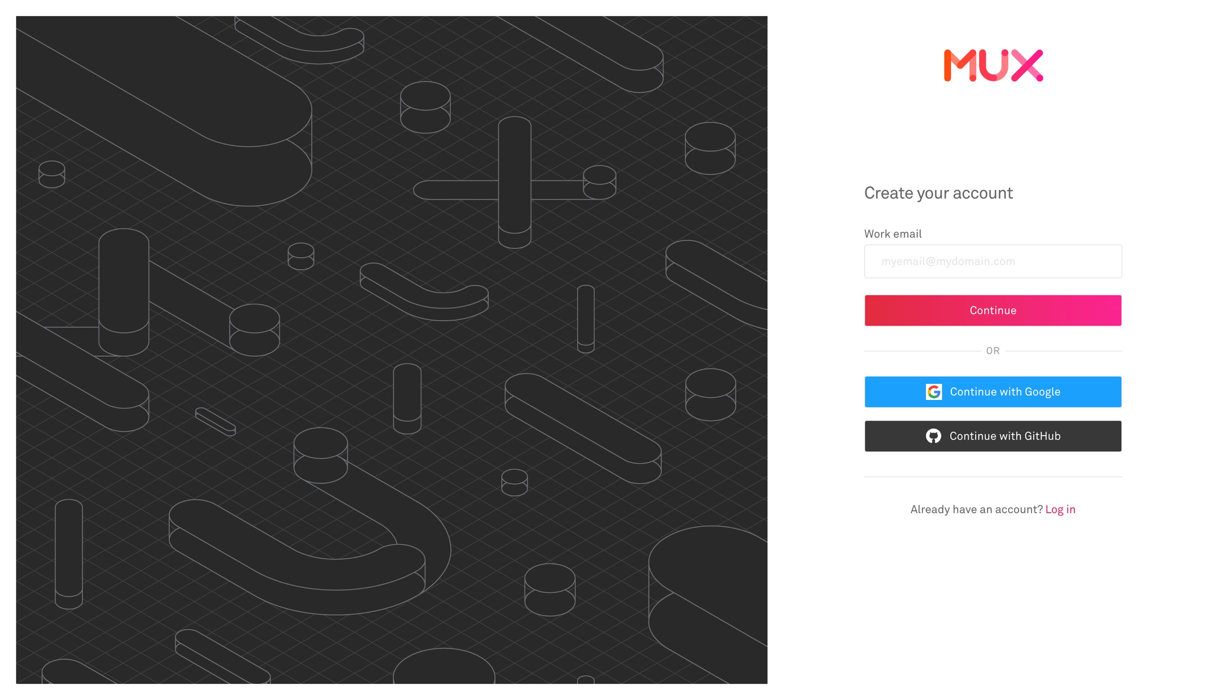 Mux - Sign Up | Mux screen