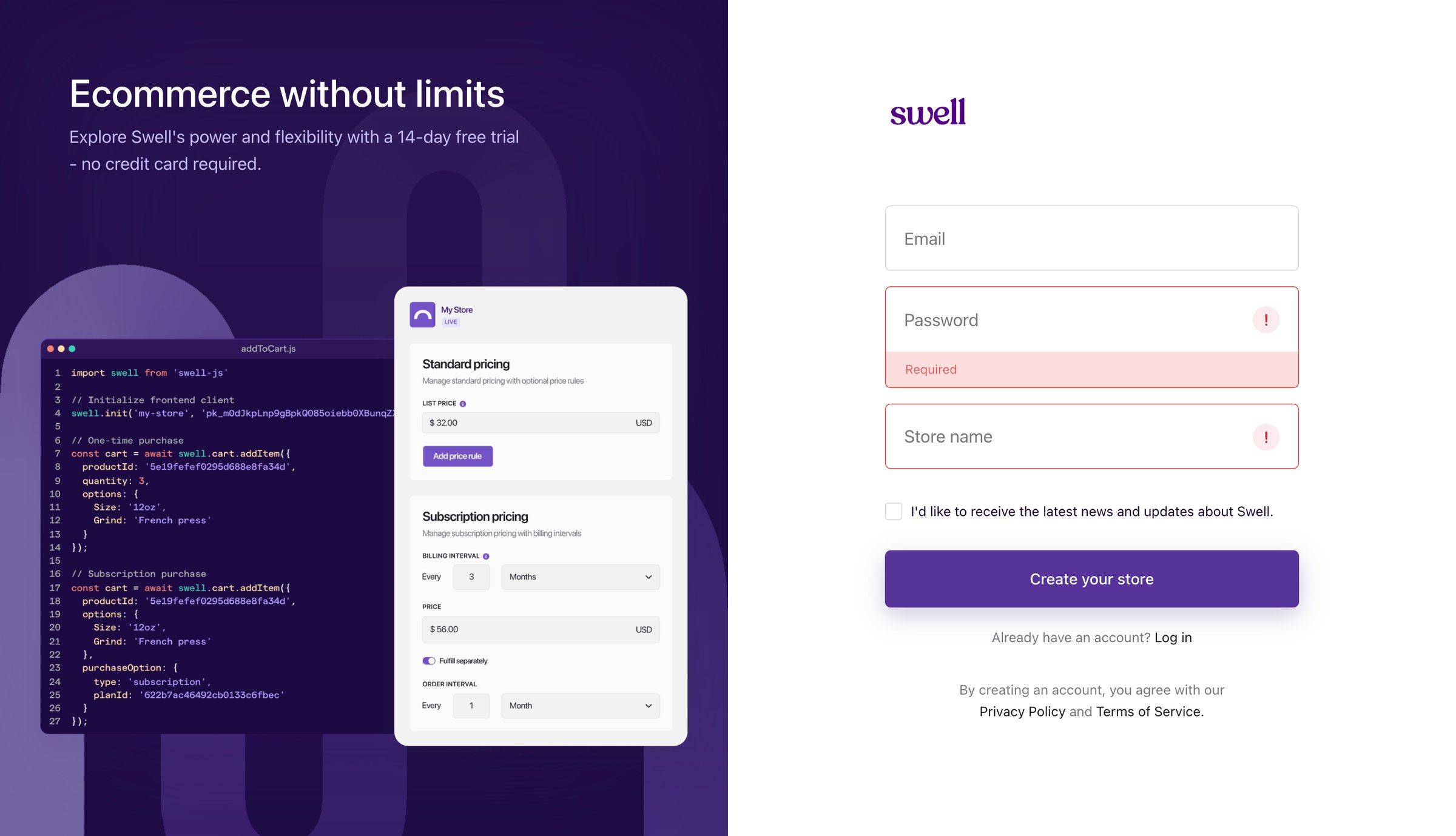 Swell - Start your free trial | Swell screen