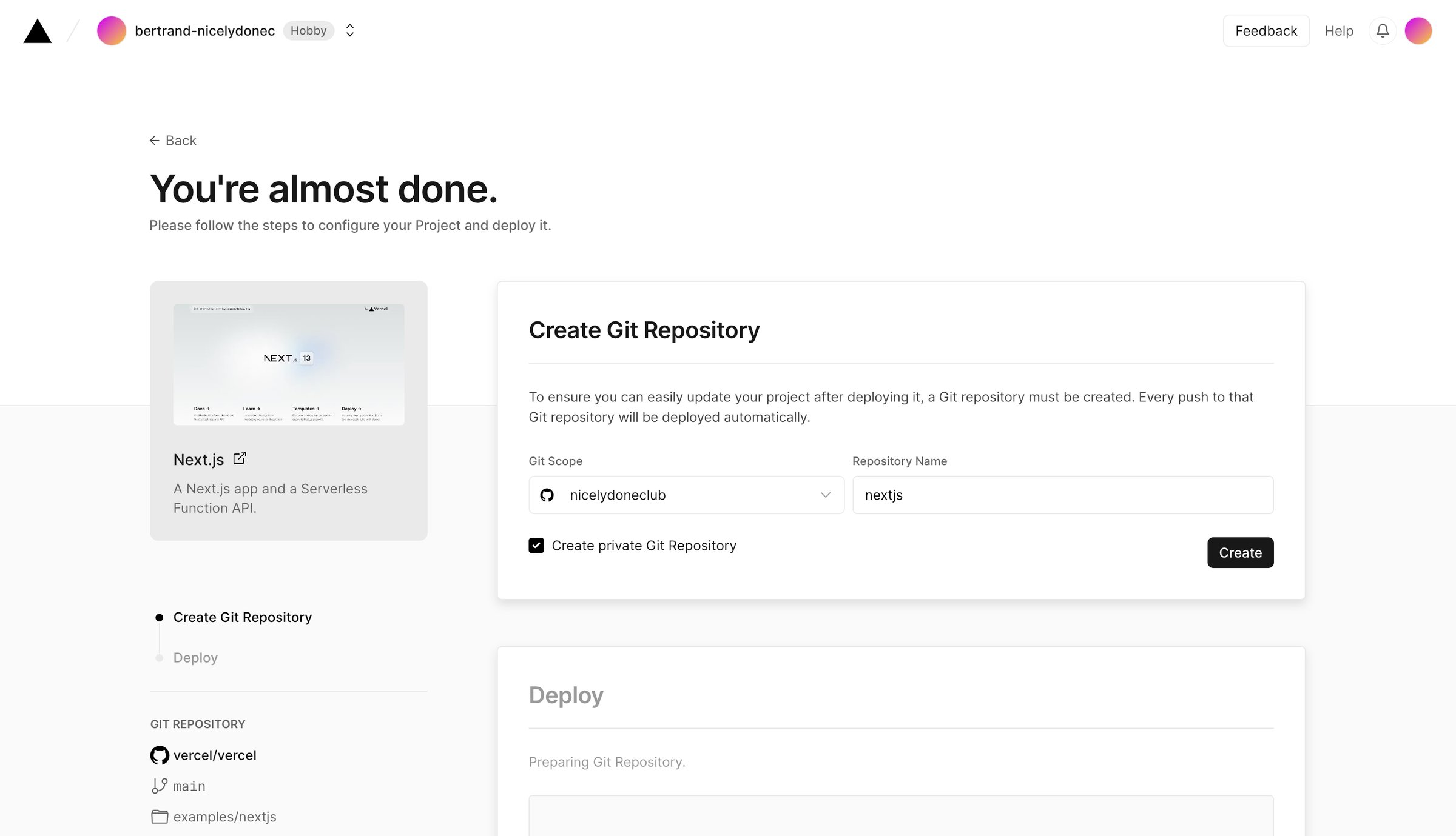 New Project – Vercel from Vercel