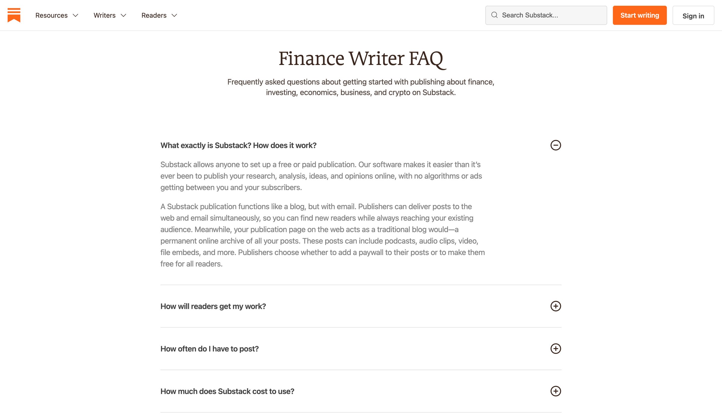 Substack - Substack for Investing and Business Writers screen
