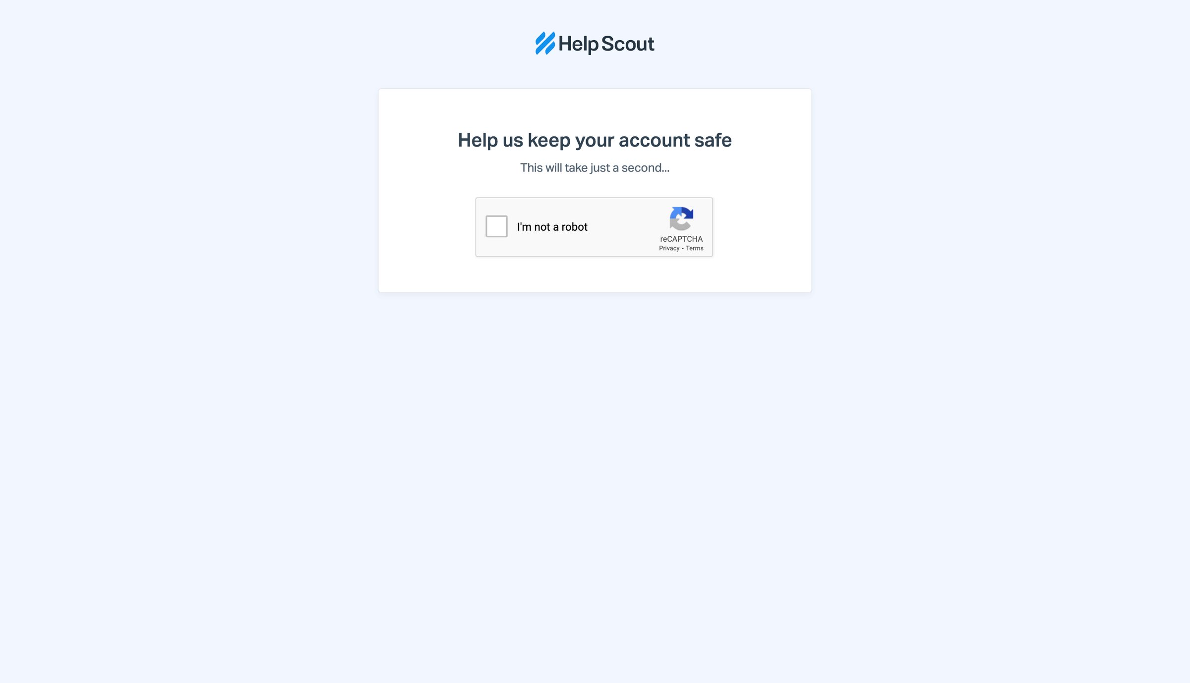 Help Scout - Help us keep your account safe screen
