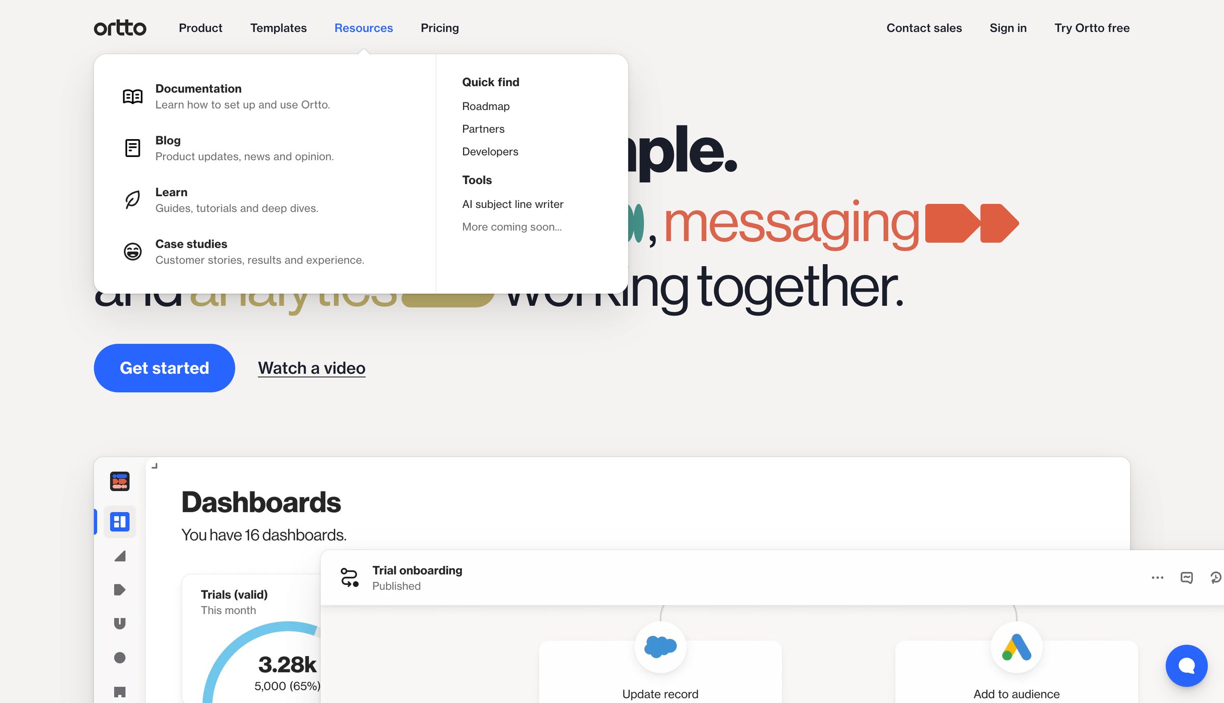 Ortto - Ortto Customer Data, Messaging | Analytics Working Together screen