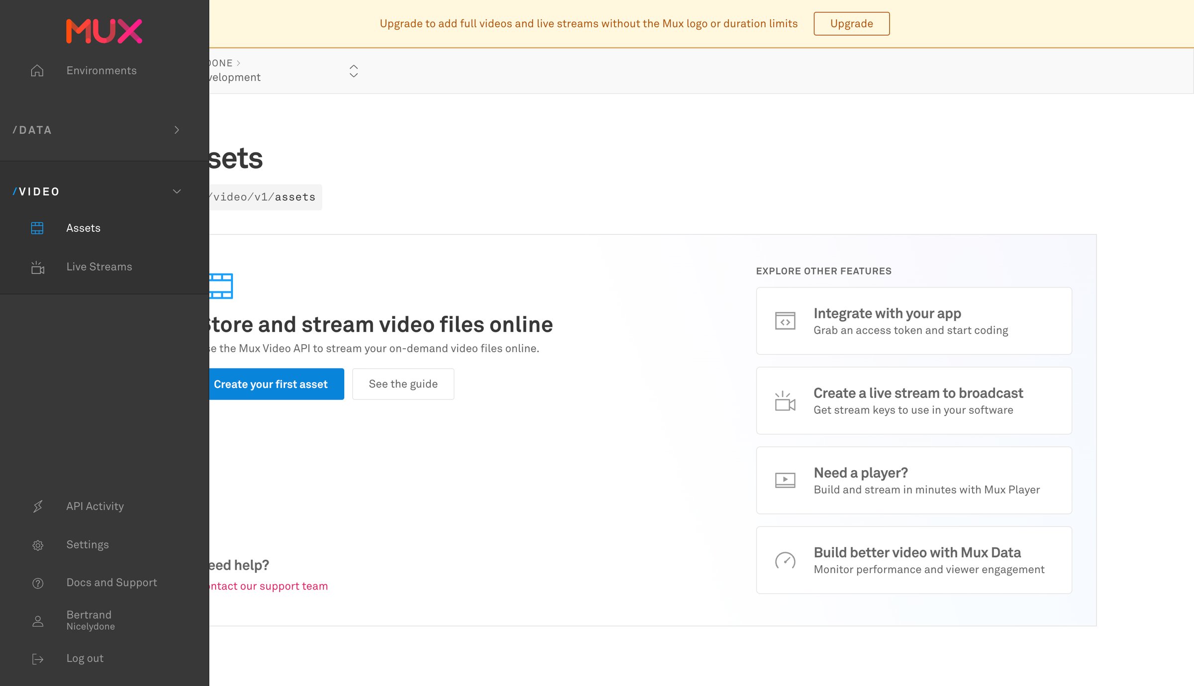 Mux - Video | Assets Mux screen