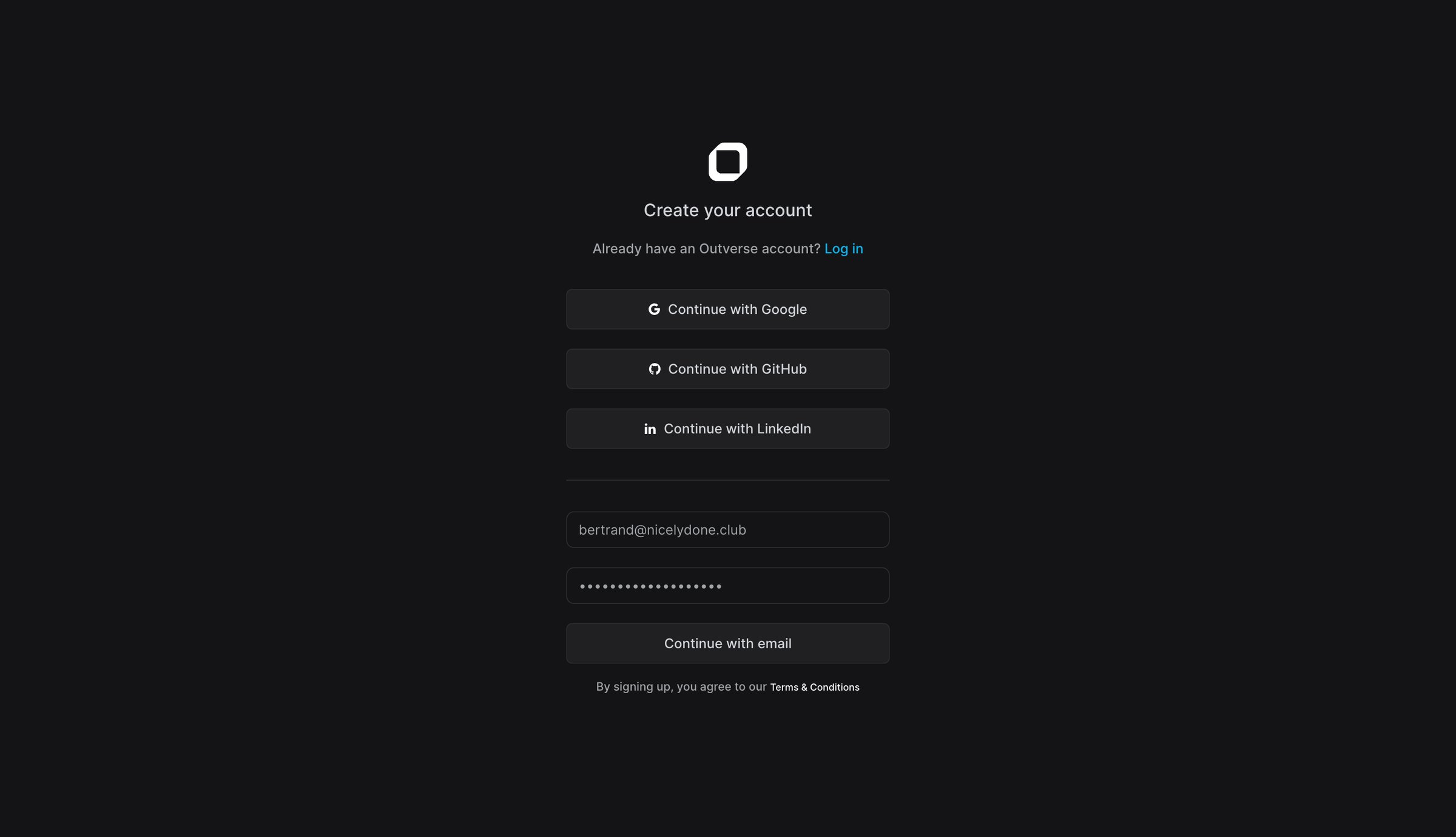 Outverse screen