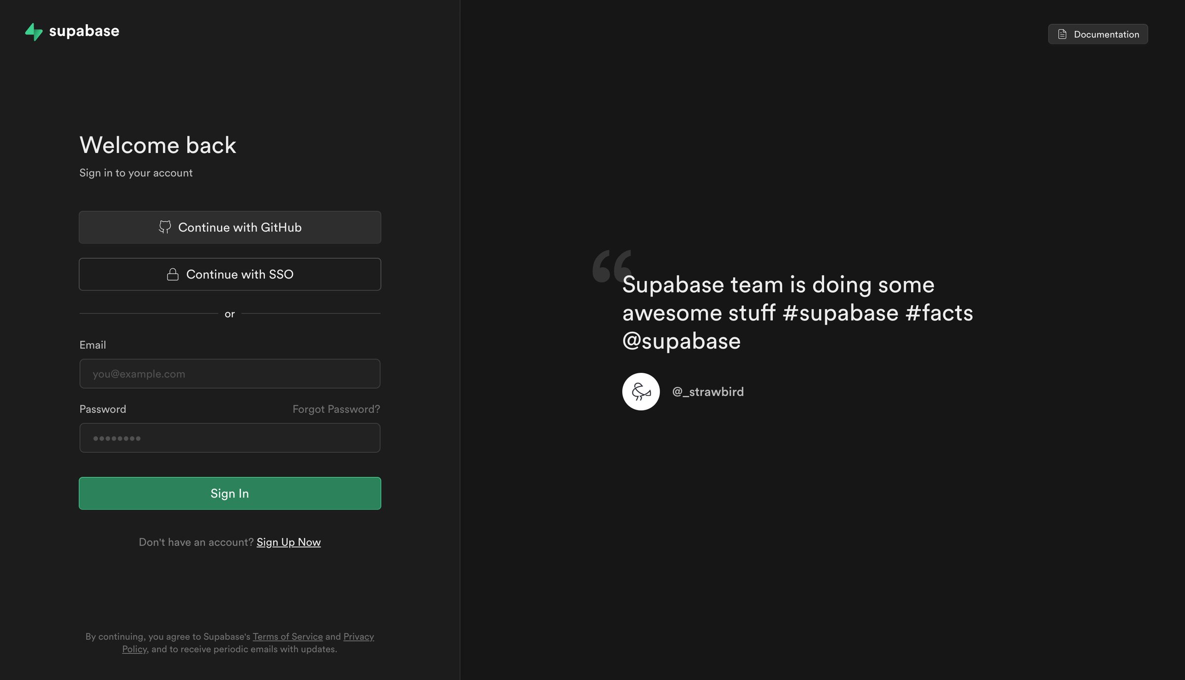Supabase screen