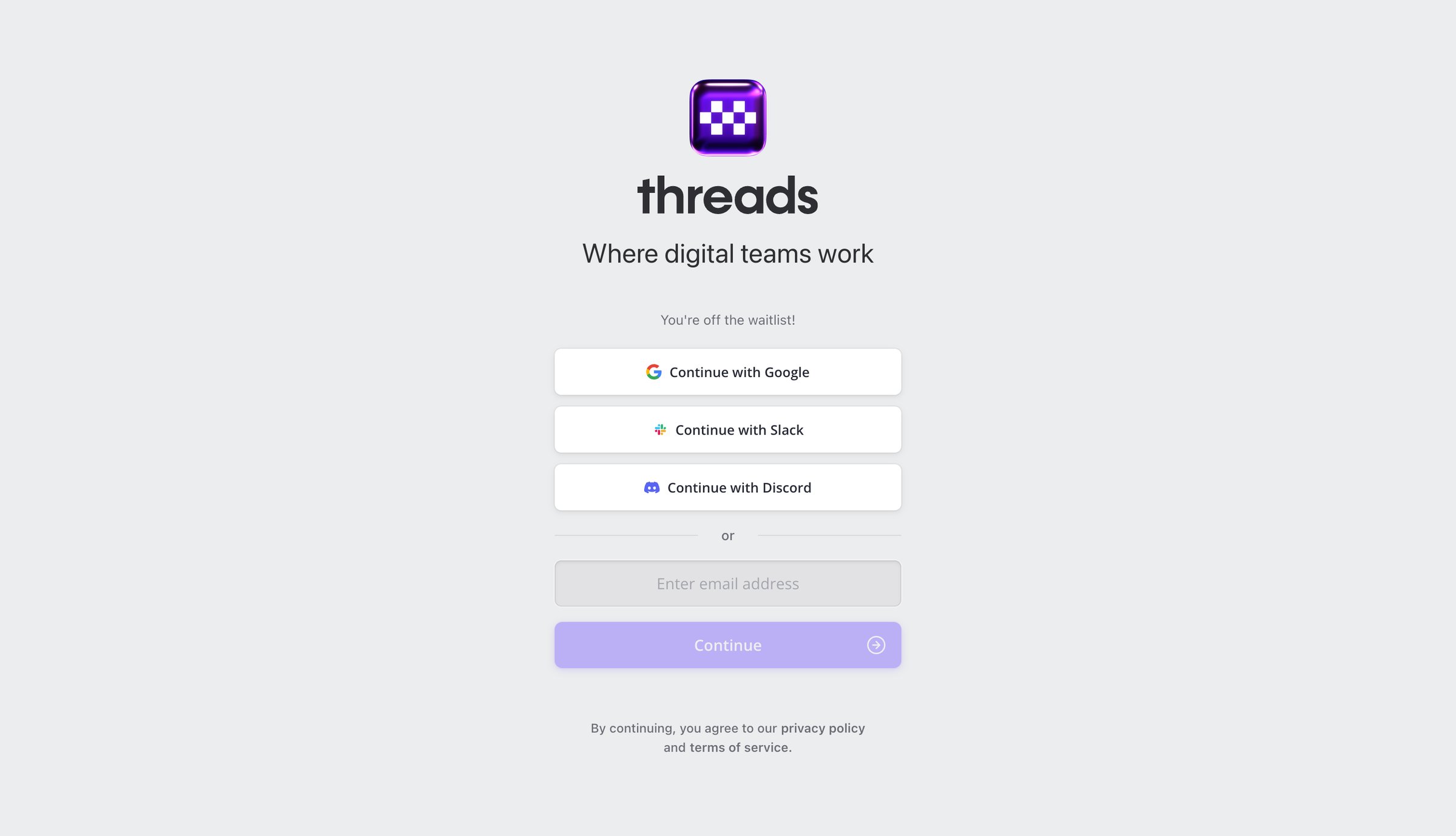 Threads screen