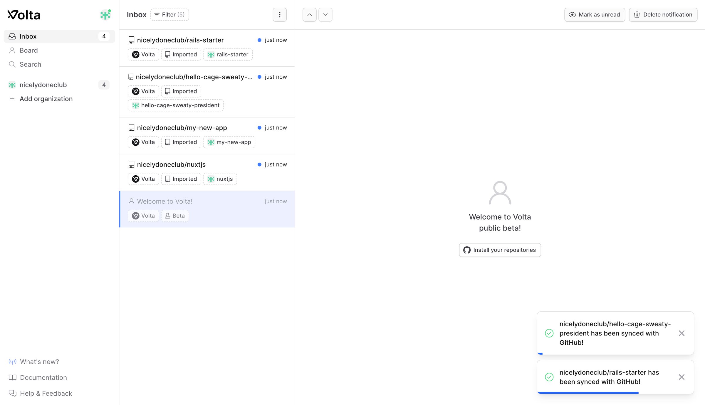 Volta - Inbox · Volta screen
