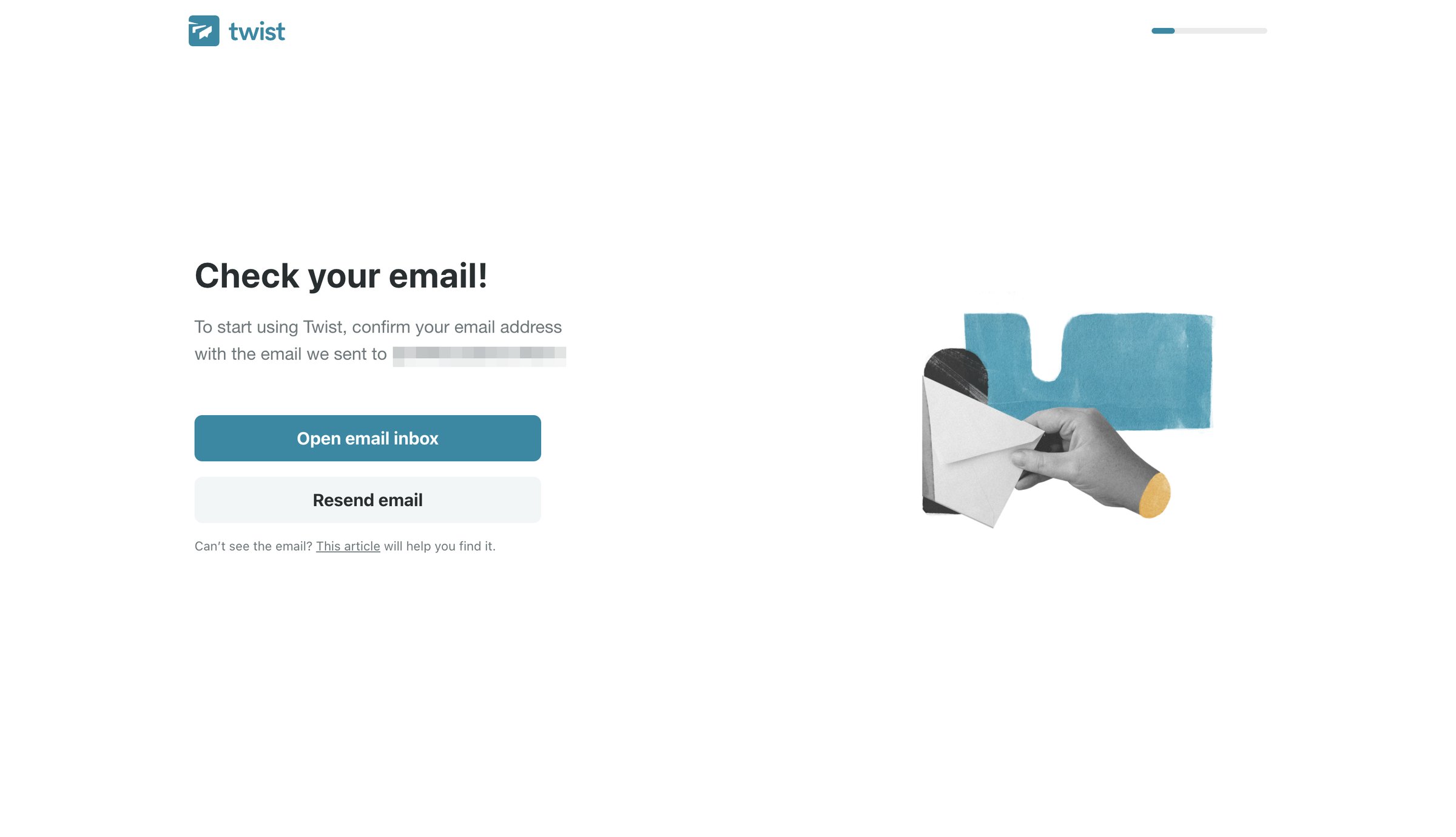 Twist - Check your email! | Twist screen