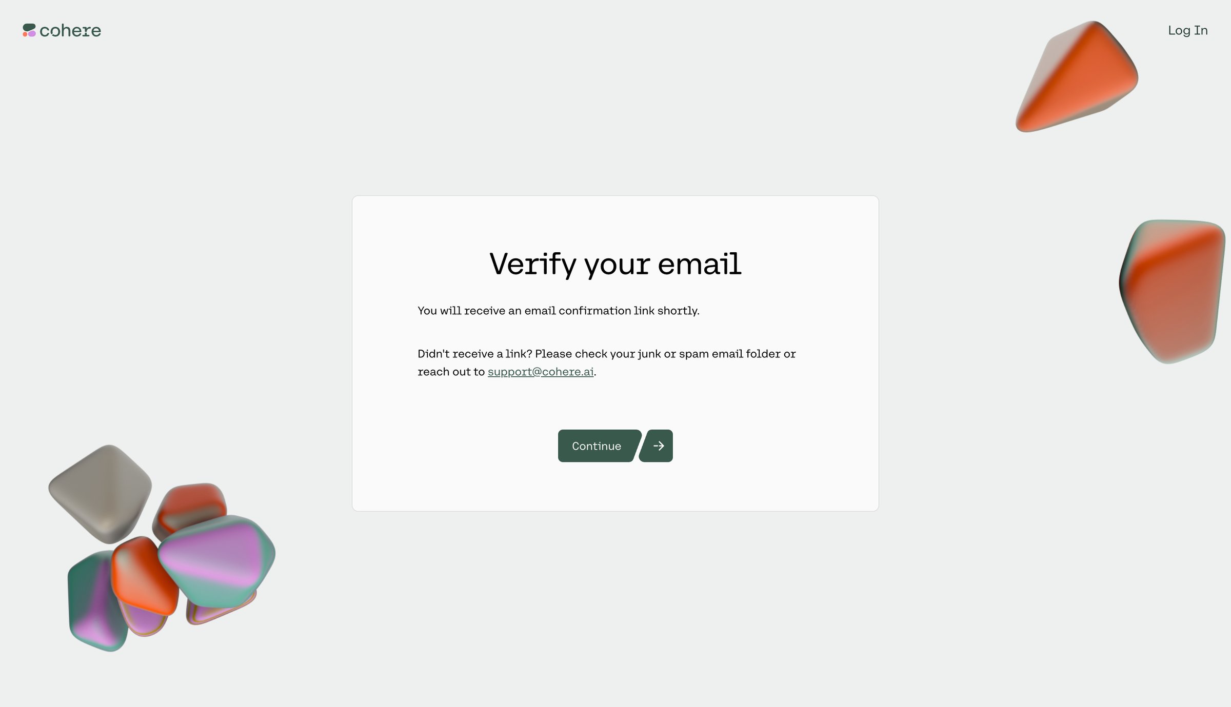Cohere - Confirm Email | Cohere screen