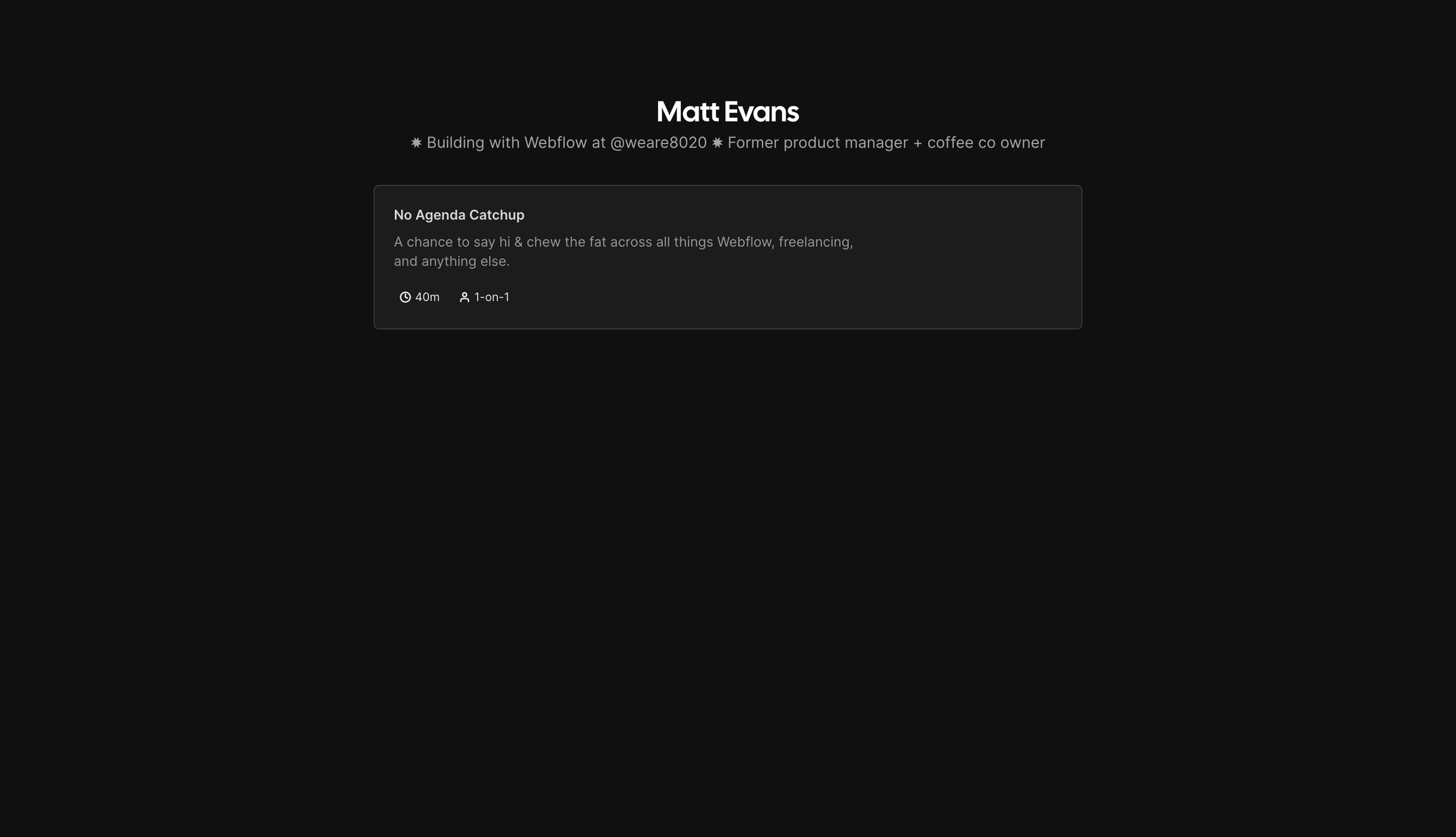 Cal.com - Matt Evans | Cal.com screen