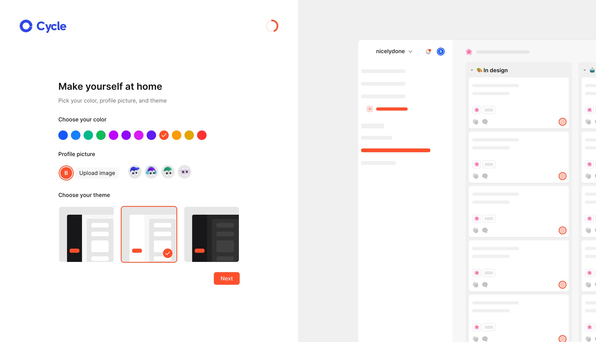 Cycle - Recent initiatives • nicelydone • Cycle screen