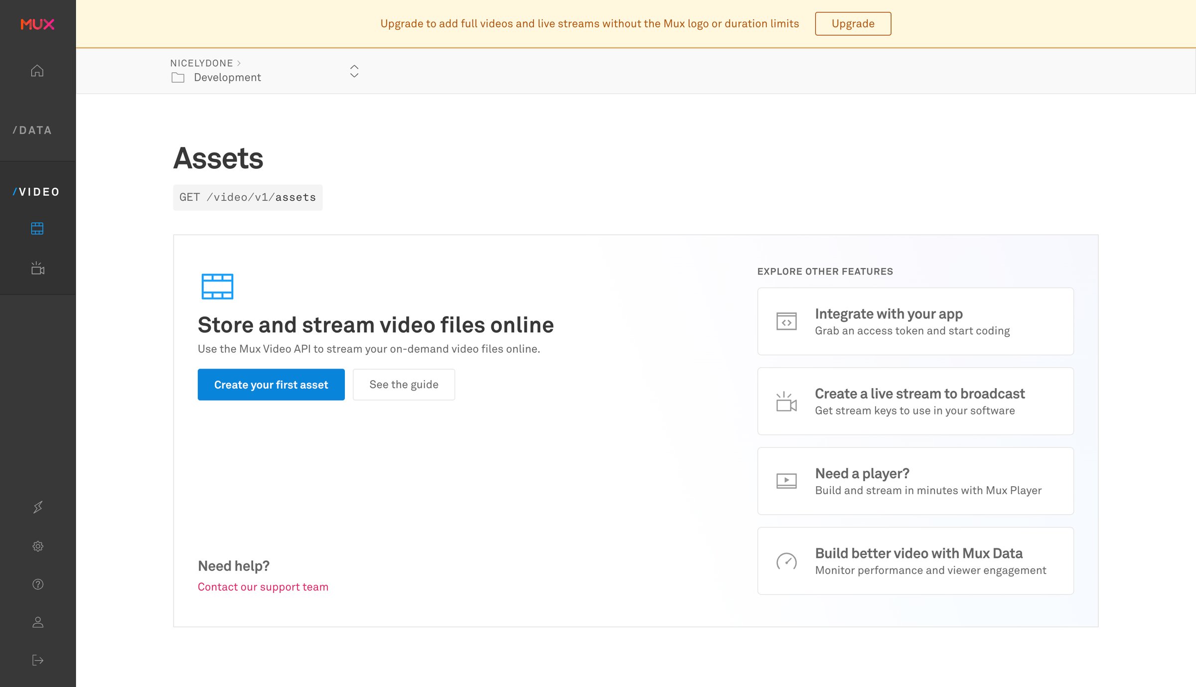 Mux - Video | Assets Mux screen