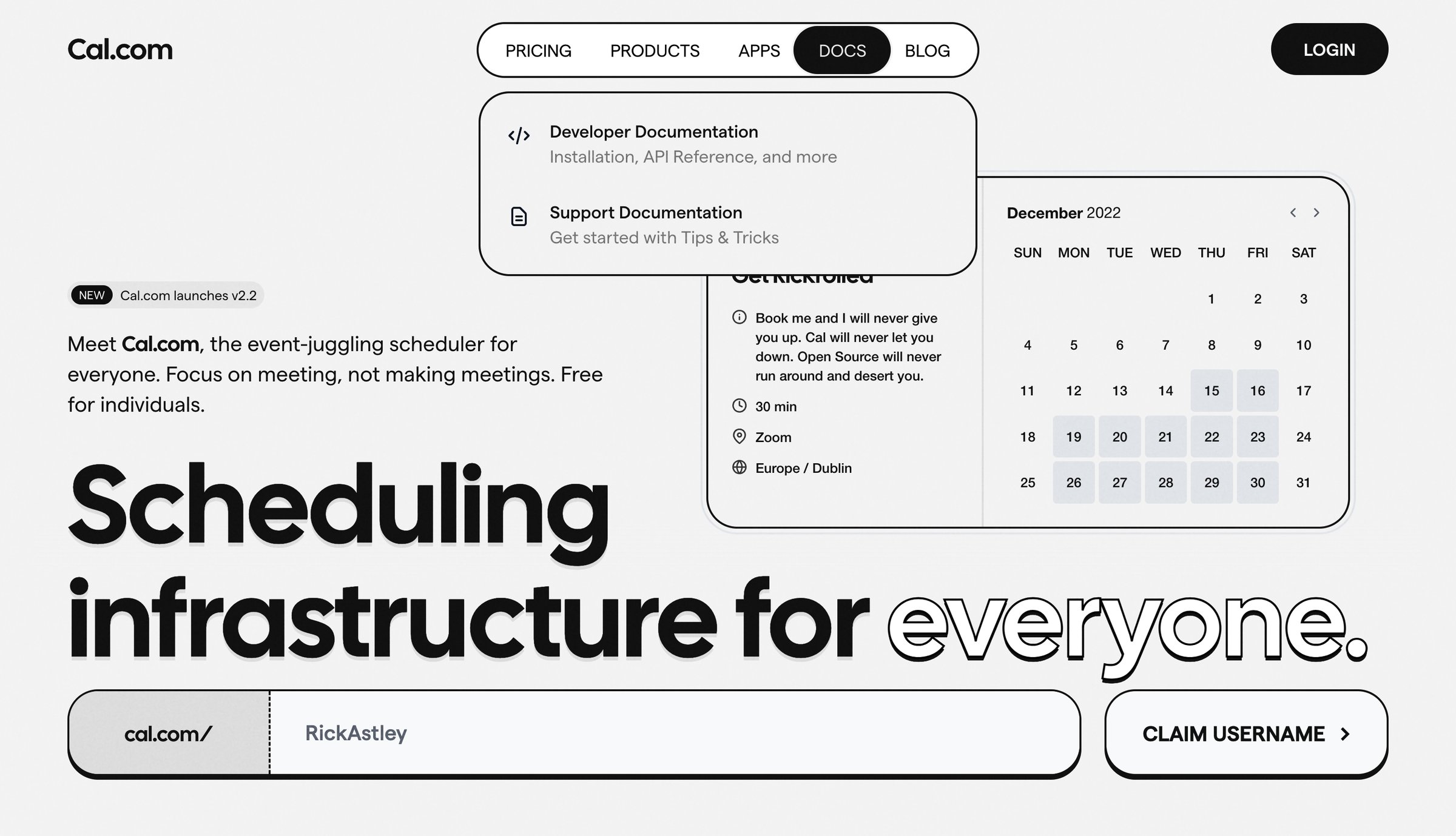 Cal.com - Cal.com | Open Scheduling Infrastructure screen