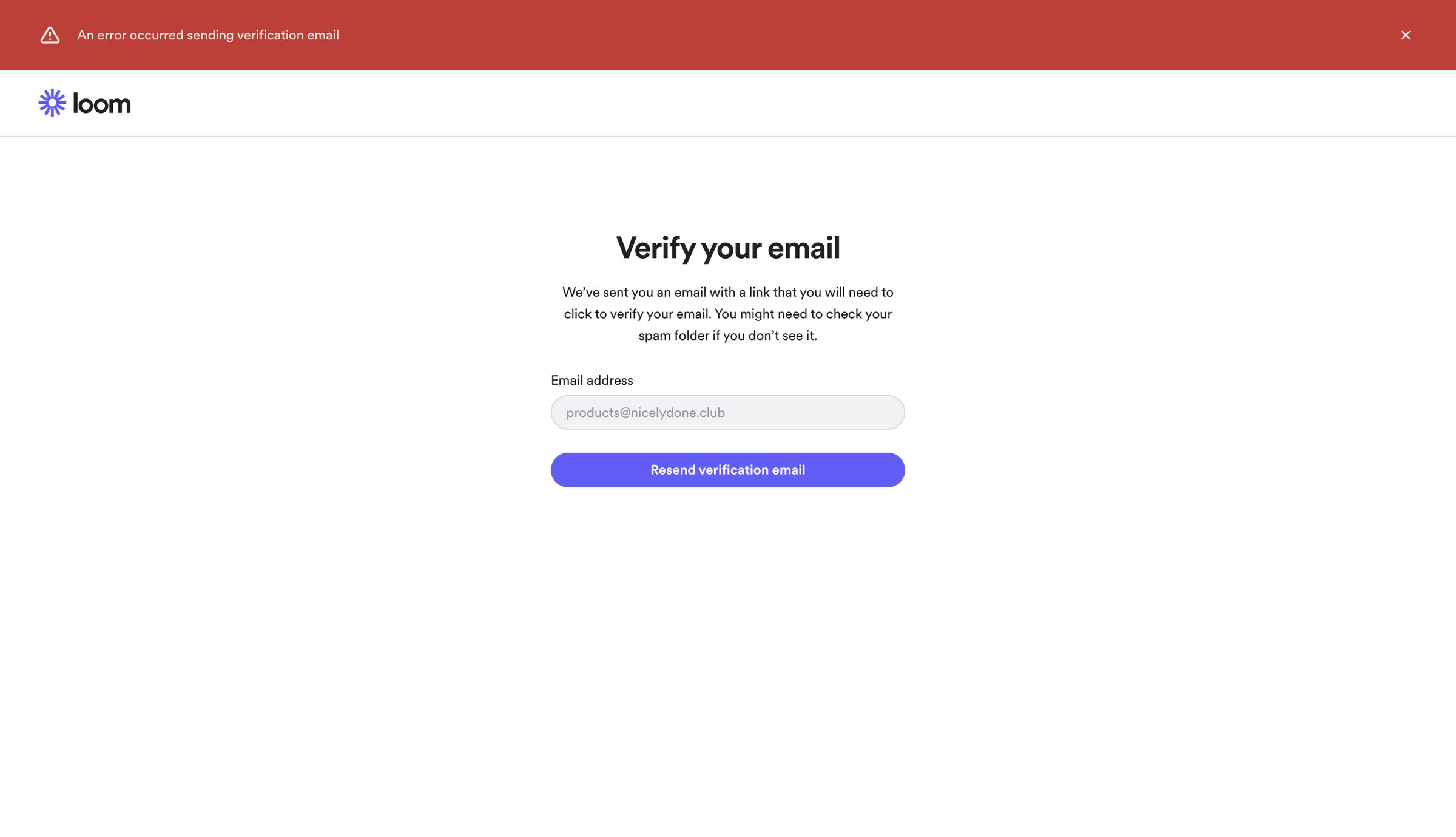 Loom - Verify the email for your Loom account | Loom screen