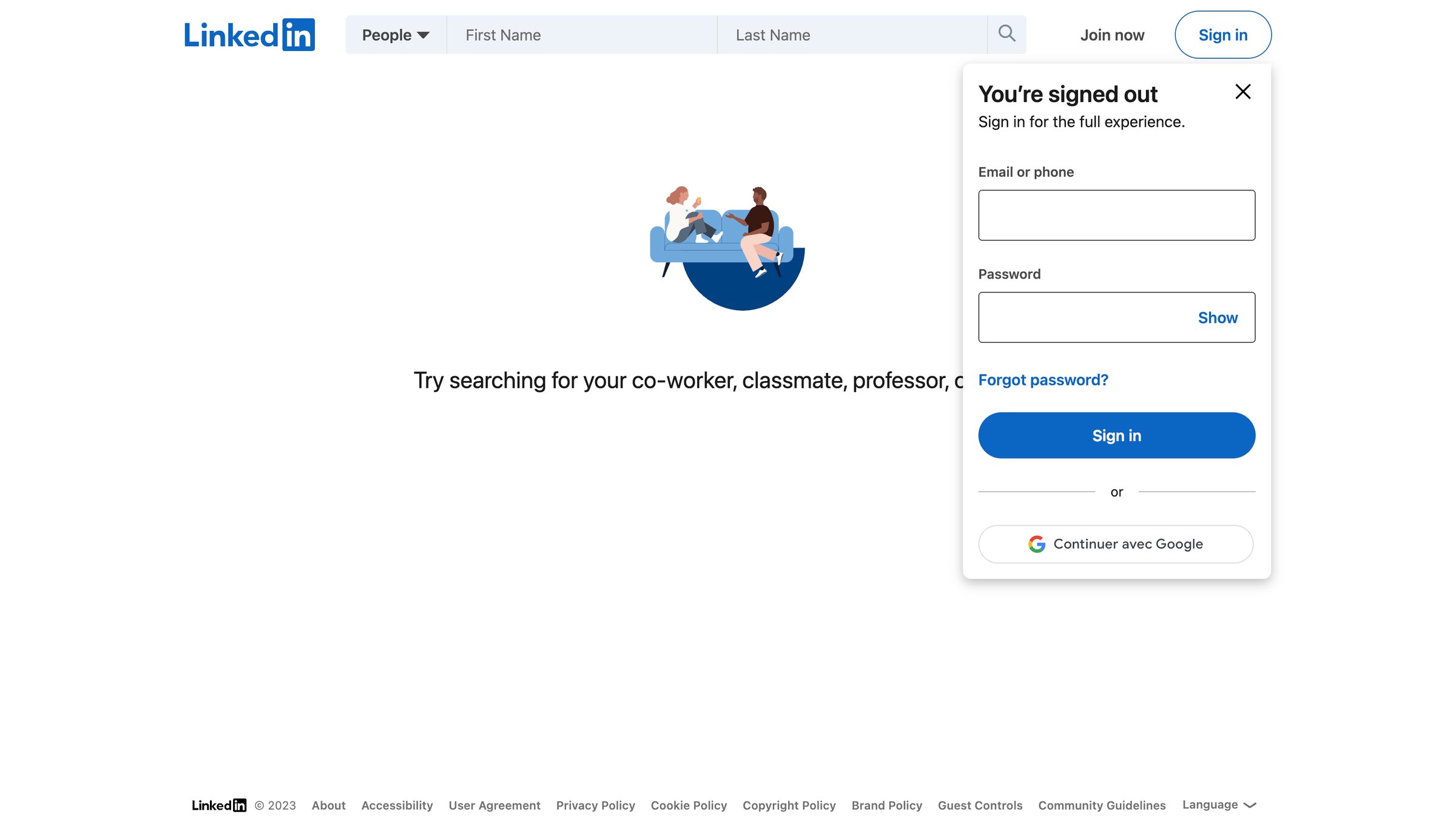 Linkedin - Search for people | LinkedIn screen
