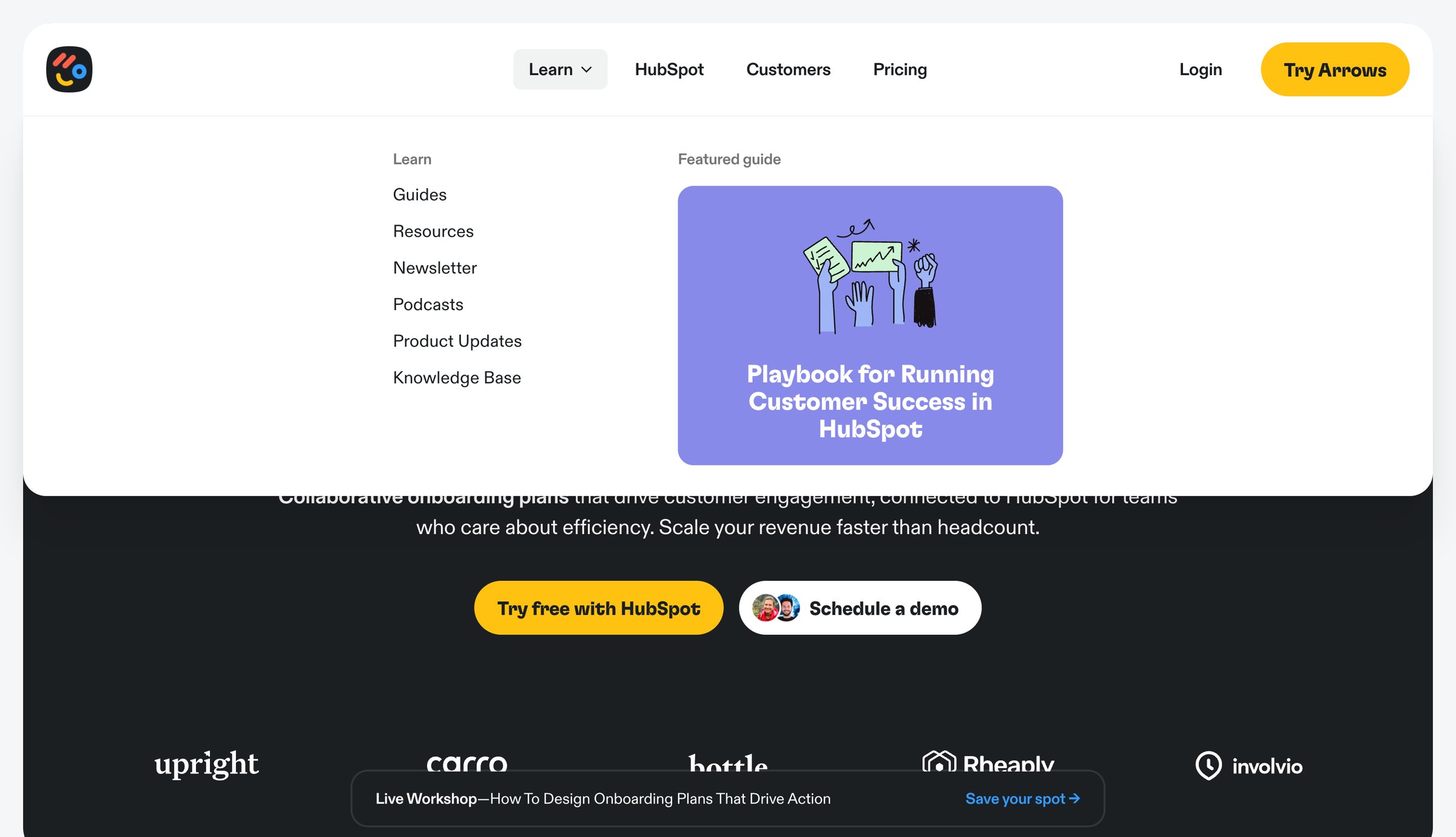 Arrows - Customer Onboarding Software for HubSpot – Arrows screen