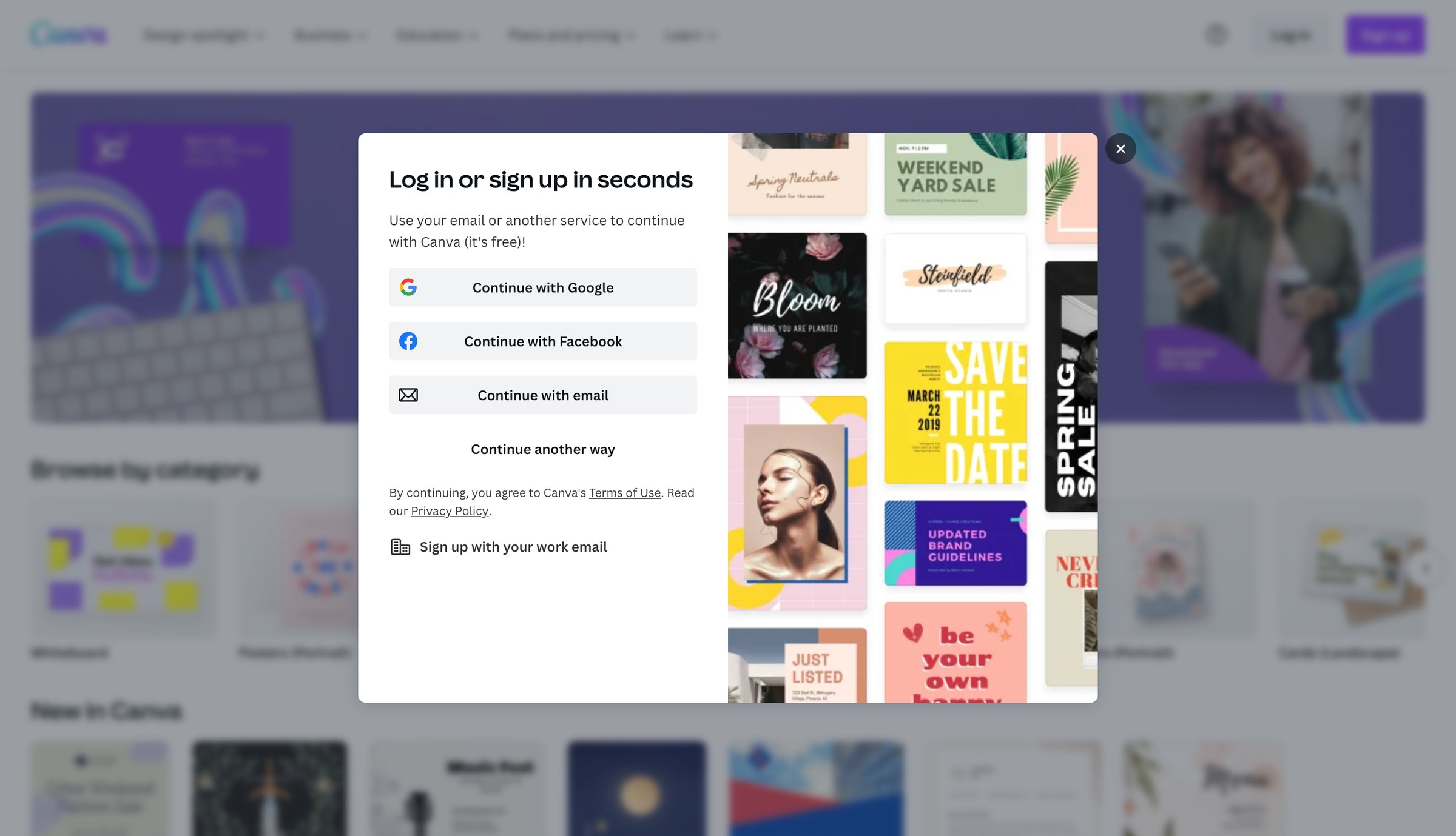 Canva - Free templates | Canva screen