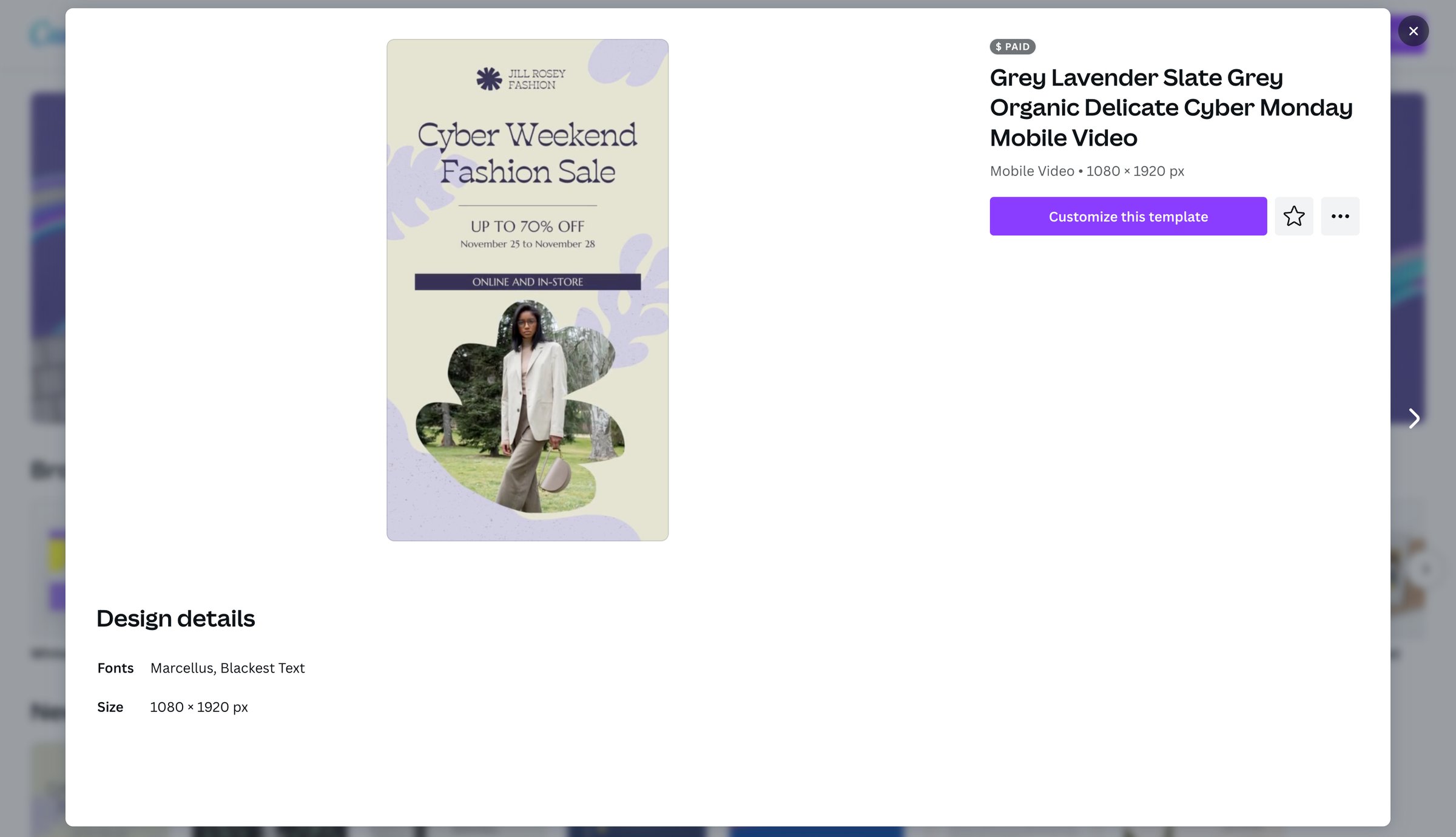 Canva - Grey Lavender Slate Grey Organic Delicate Cyber Monday Mobile Vid screen