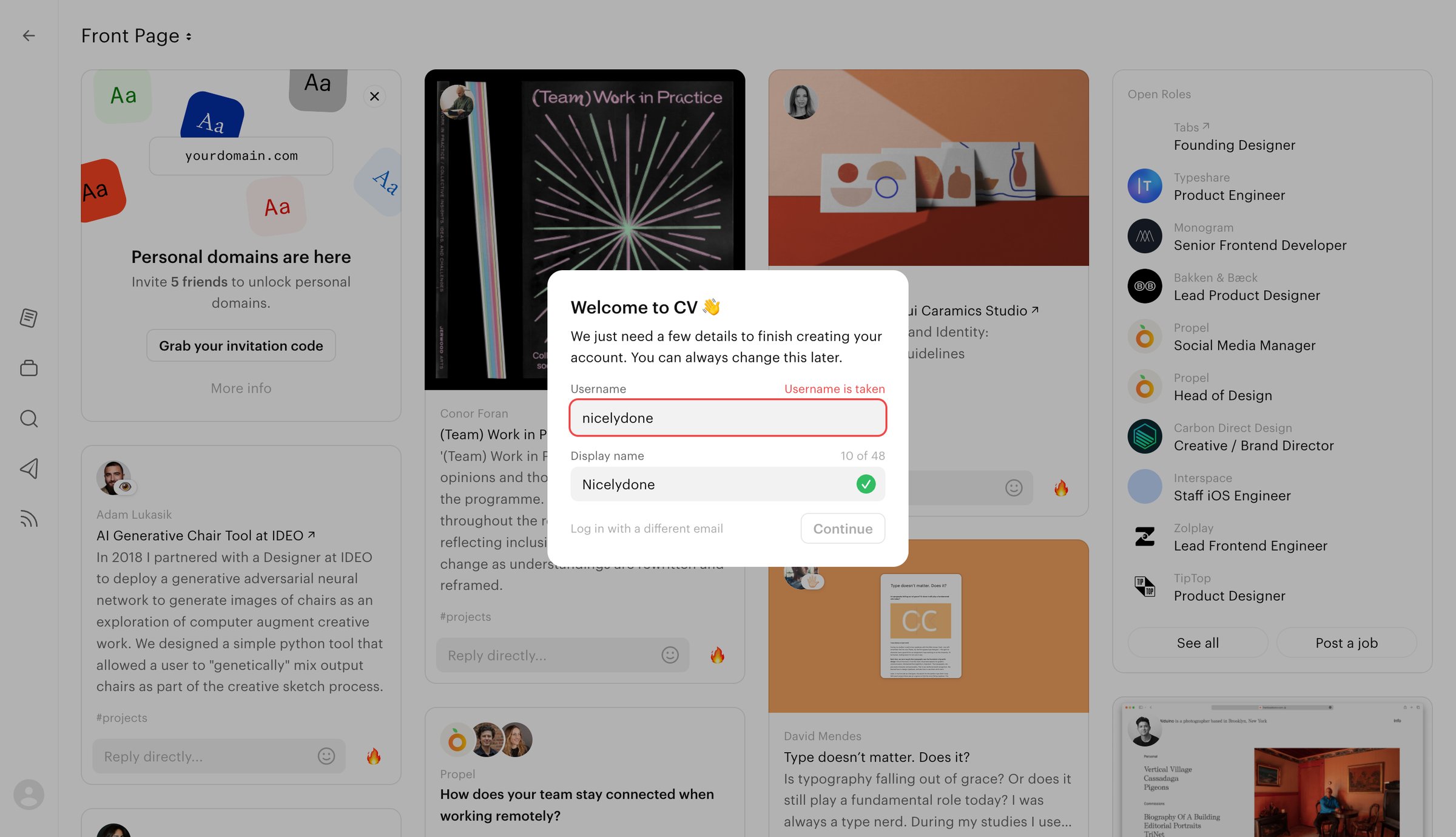 Read.cv - Explore screen