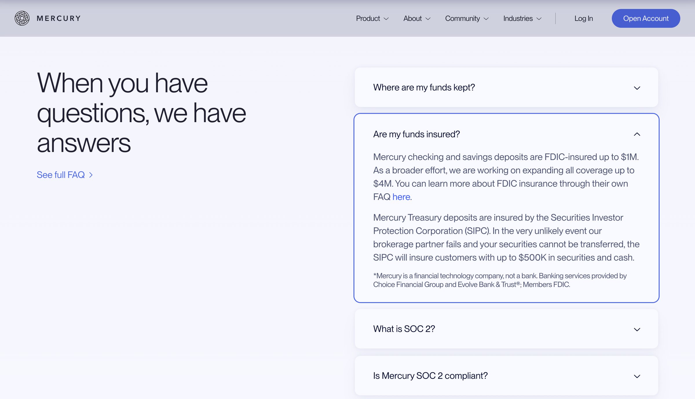 Mercury - Online Banking Security at Mercury | Banking for Startups screen