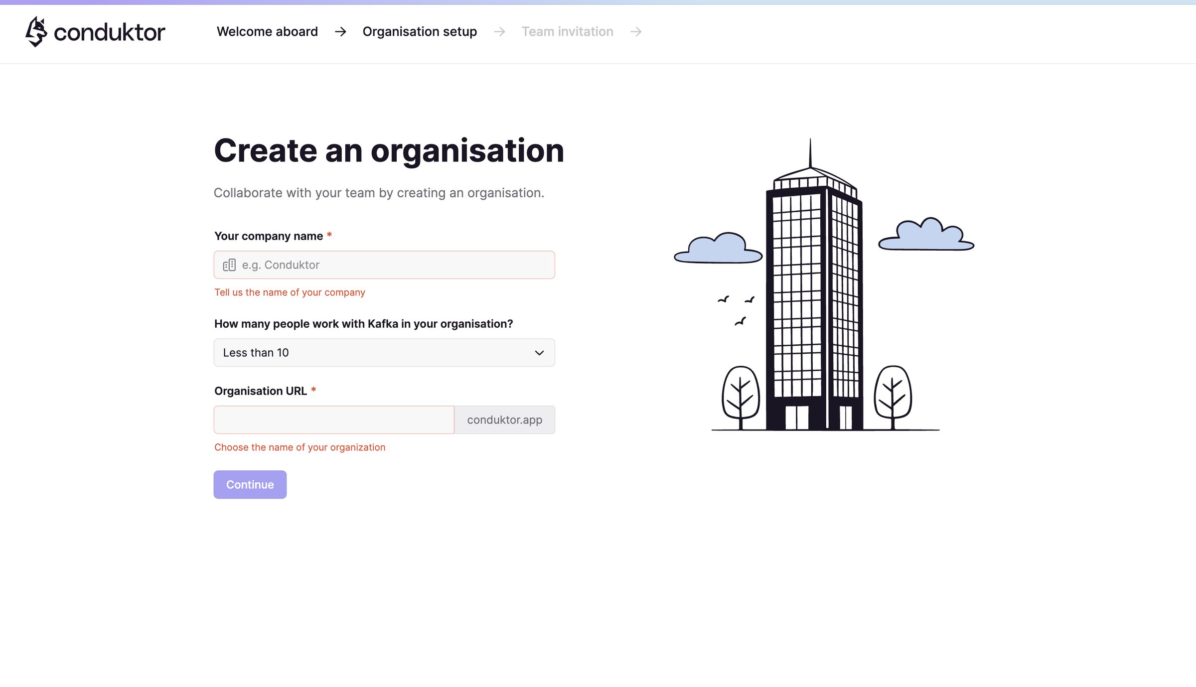 Conduktor - Conduktor Signup screen