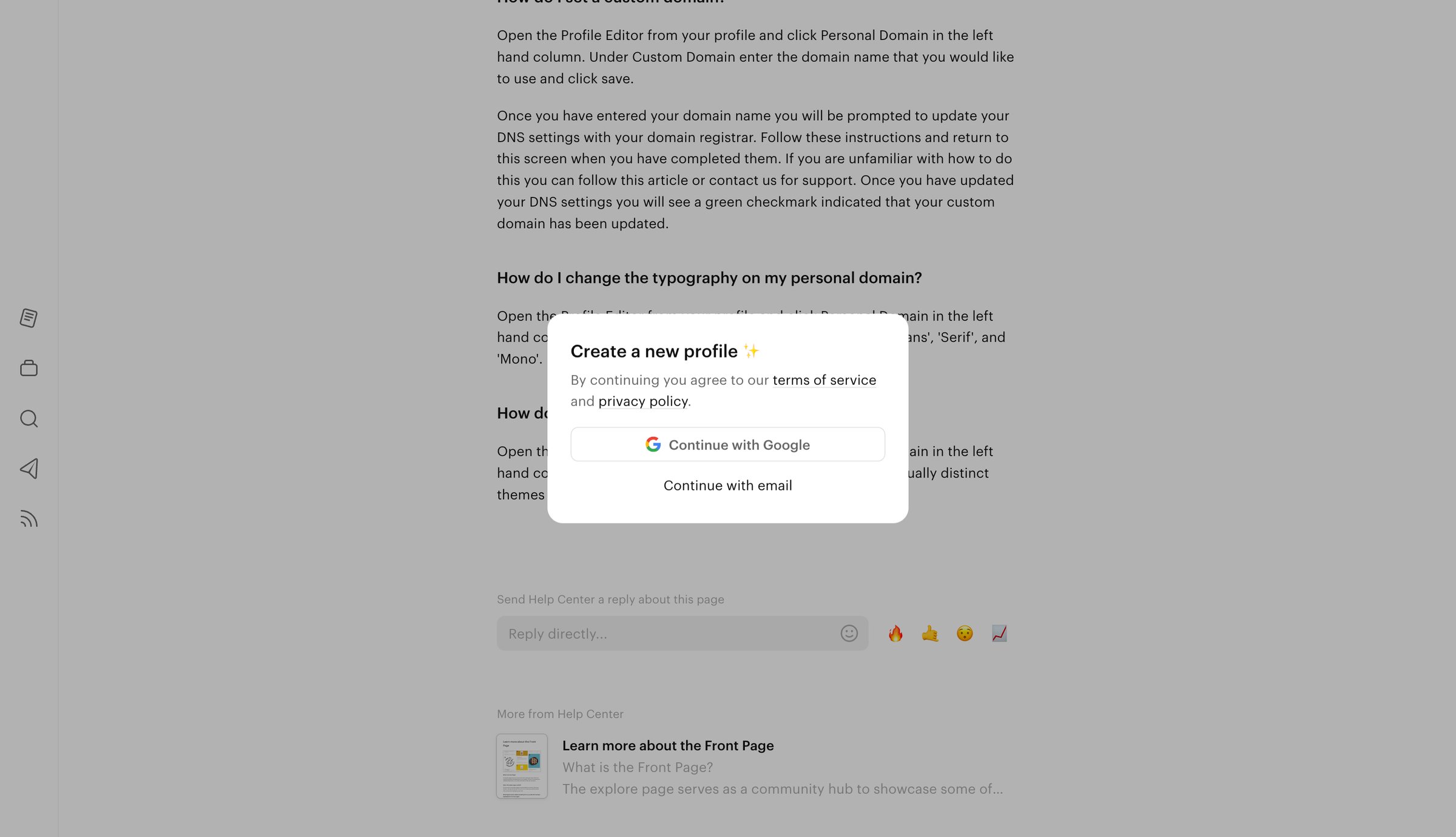 Read.cv - Learn more about Personal Domains screen