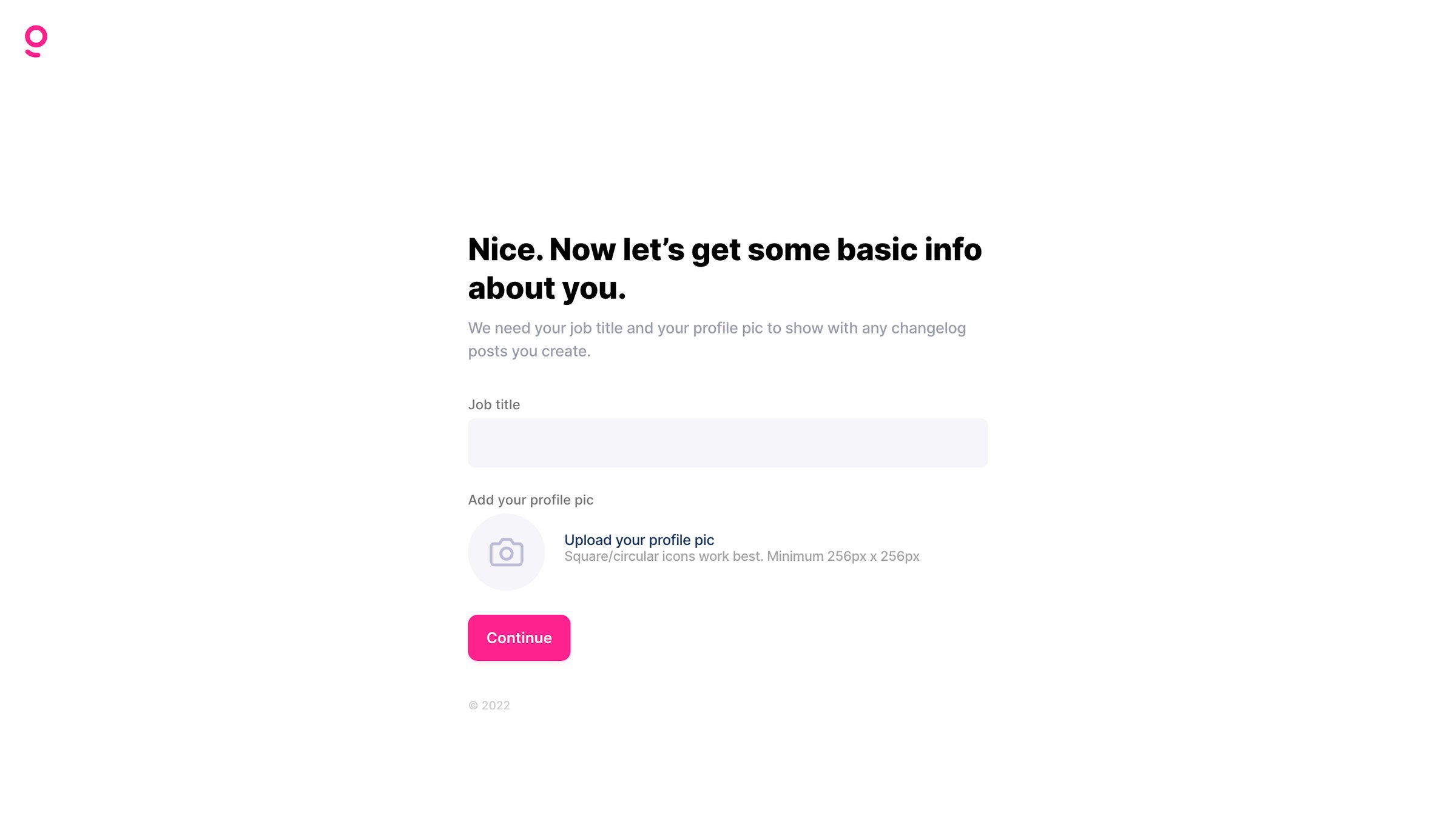Getlog - Getlog - About you screen