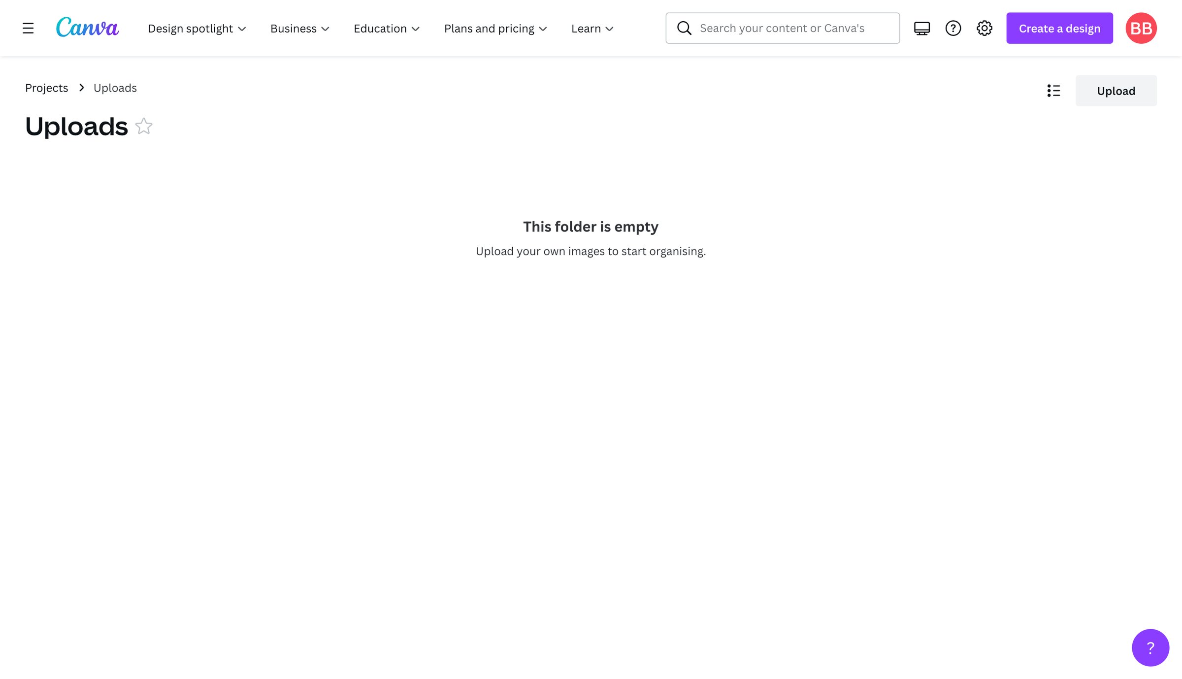 Canva - Uploads - Canva screen