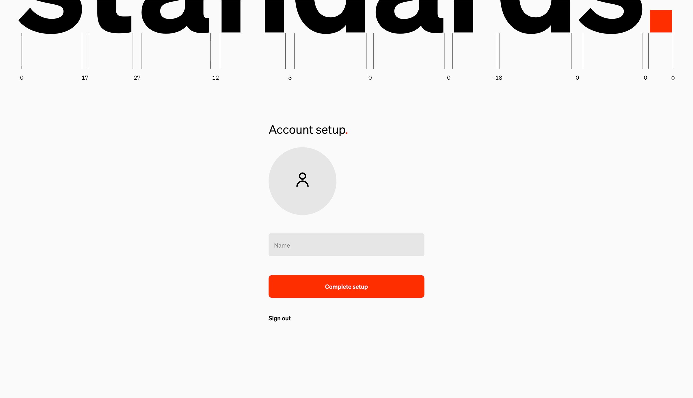 Standards - Standards - Account Setup screen