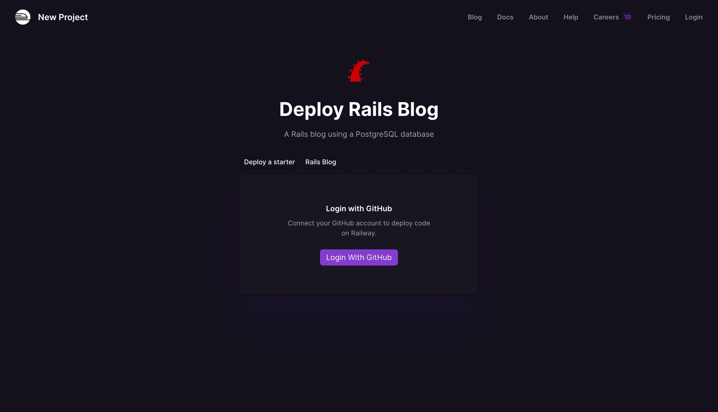 Railway - New project screen